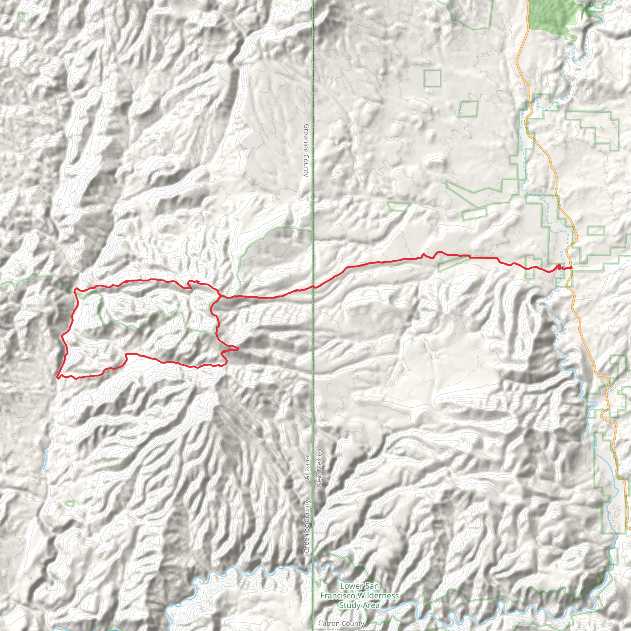 Maple Peak and Charlie Moore Mountain via Horse Canyon and Grand Enchantment Trail mobile static map
