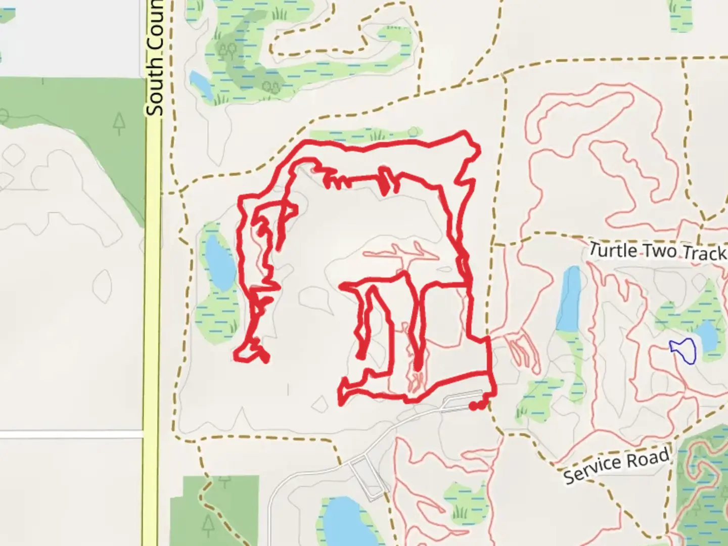 An image depicting the trail Rollercoaster and Moonscape Loop and its surrounding area.