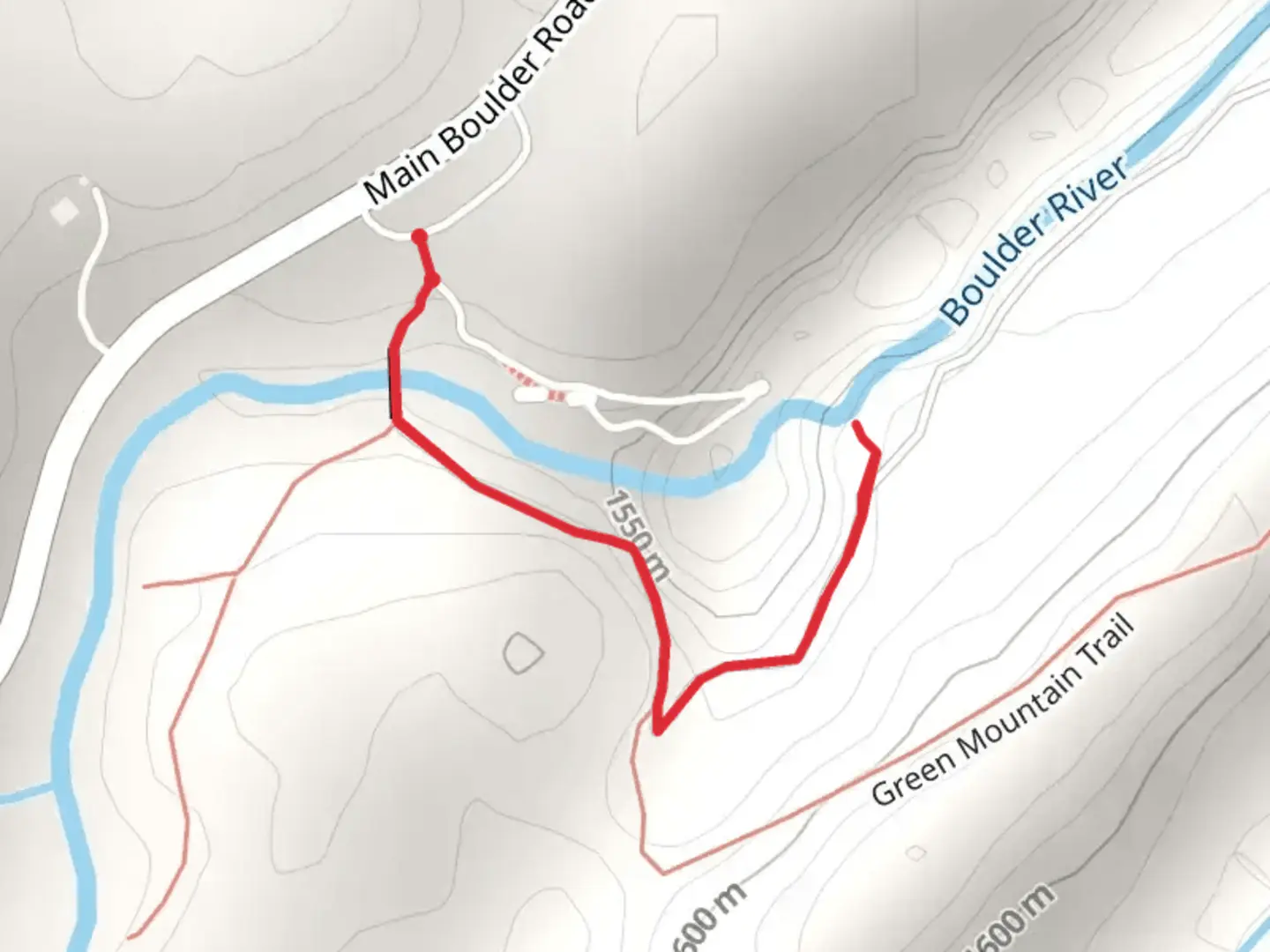 An image depicting the trail Boulder River and its surrounding area.