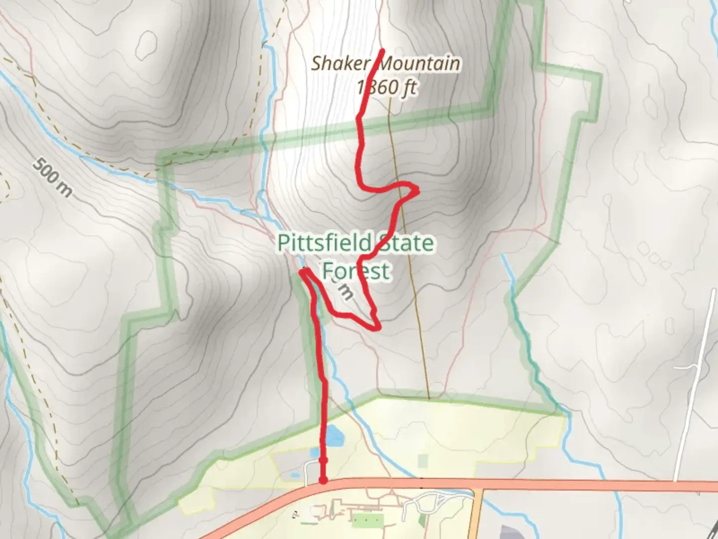 An image depicting the trail Shaker Mountain Trail and its surrounding area.