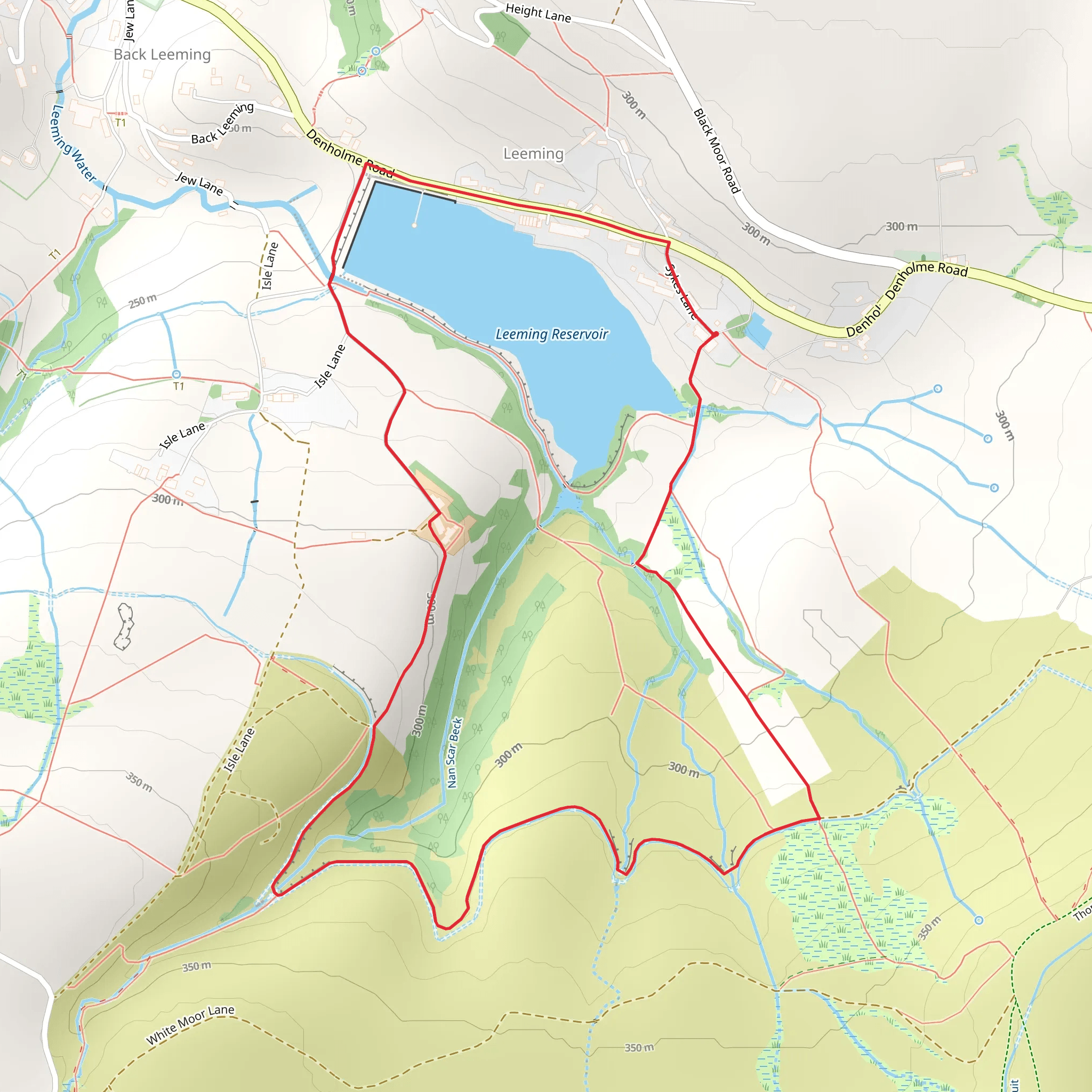 Leeming Reservoir and Farther Isle Loop mobile static map