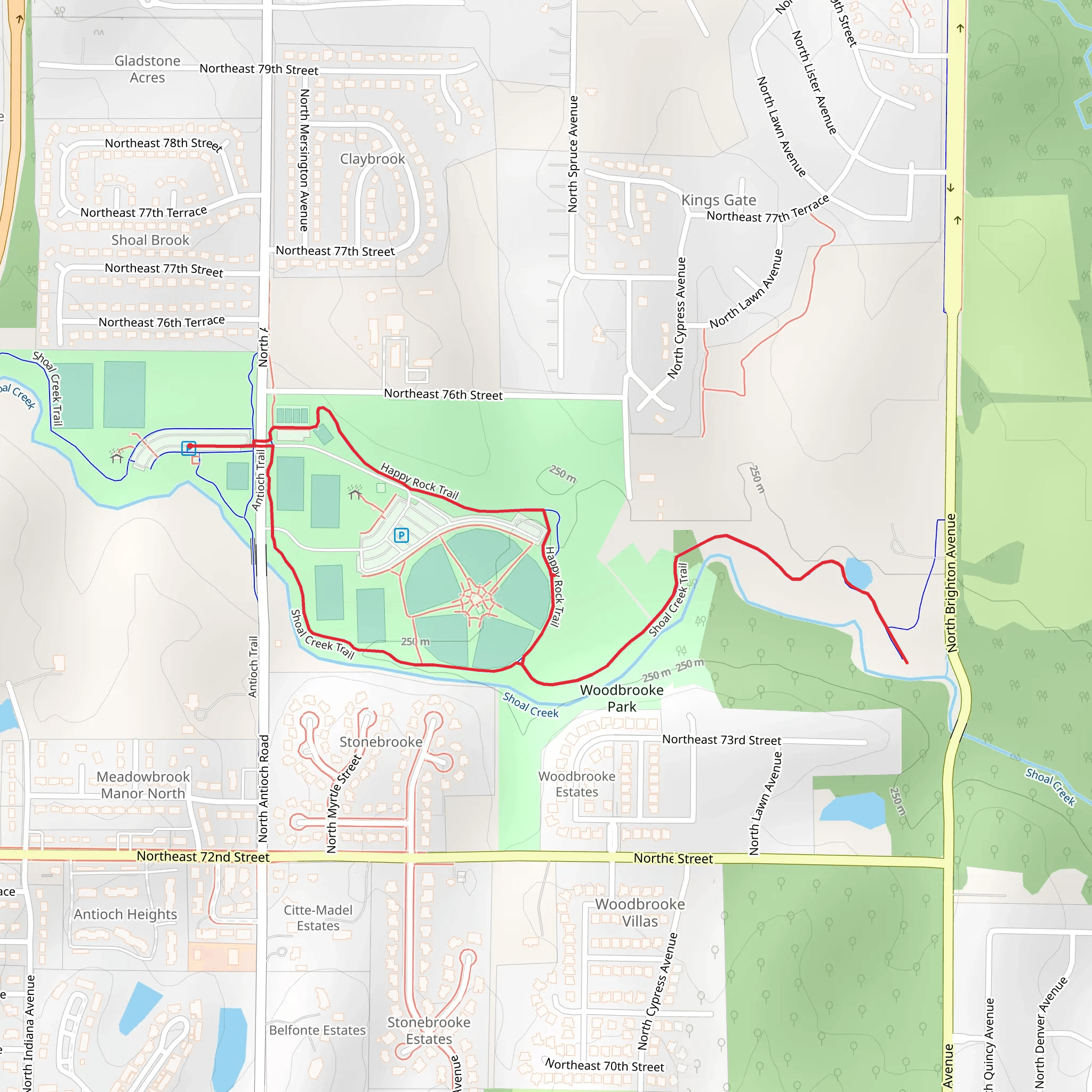 Shoal Creek and Happy Rock Loop Trail mobile static map