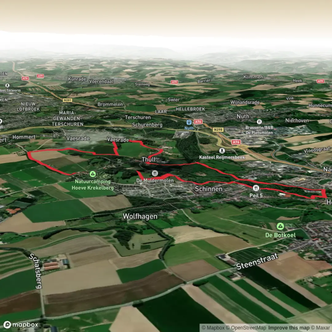 An image depicting the trail Schinnen Beekdal Route and its surrounding area.