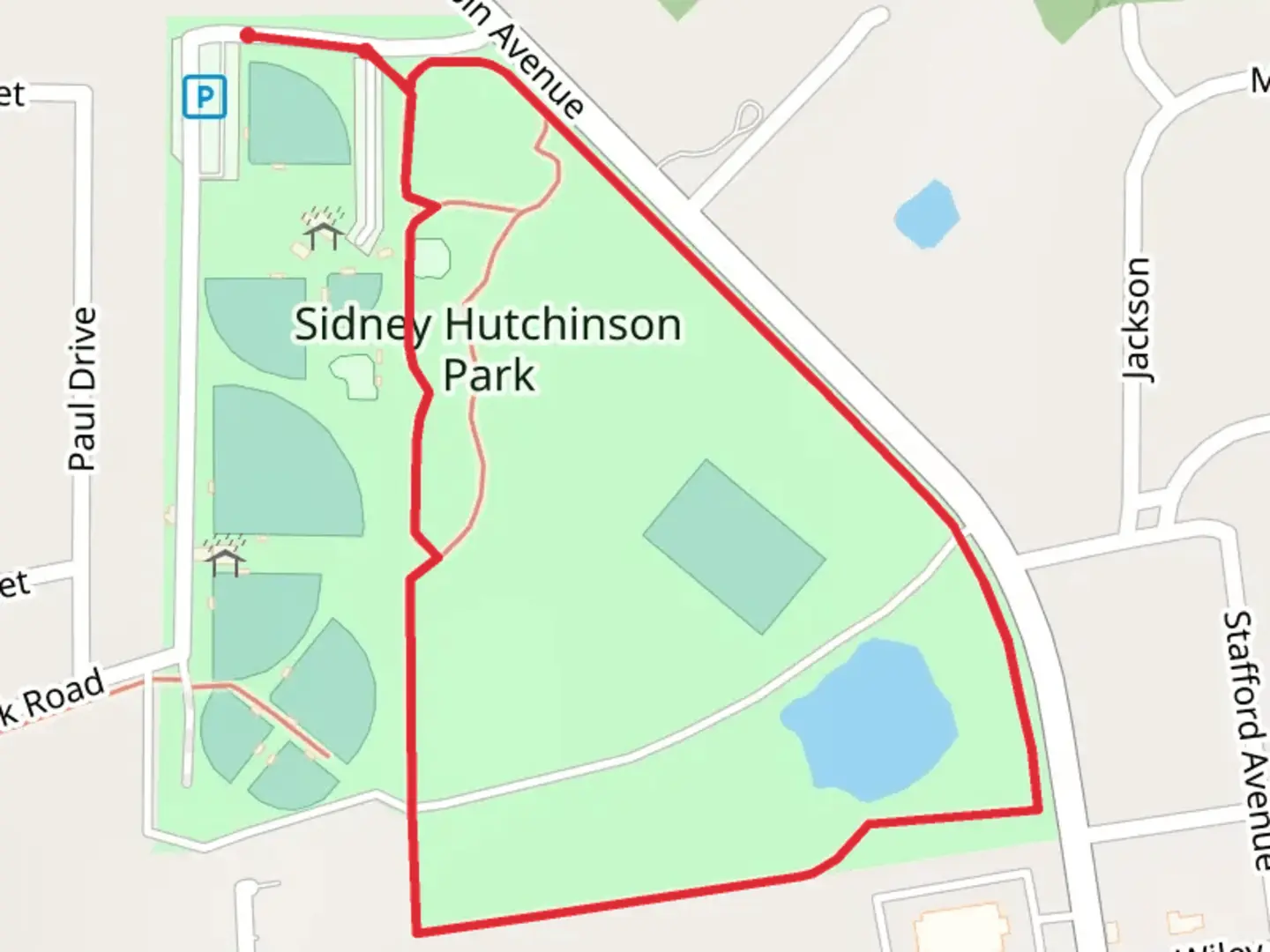 An image depicting the trail Sidney Hutchinson Park Loop and its surrounding area.