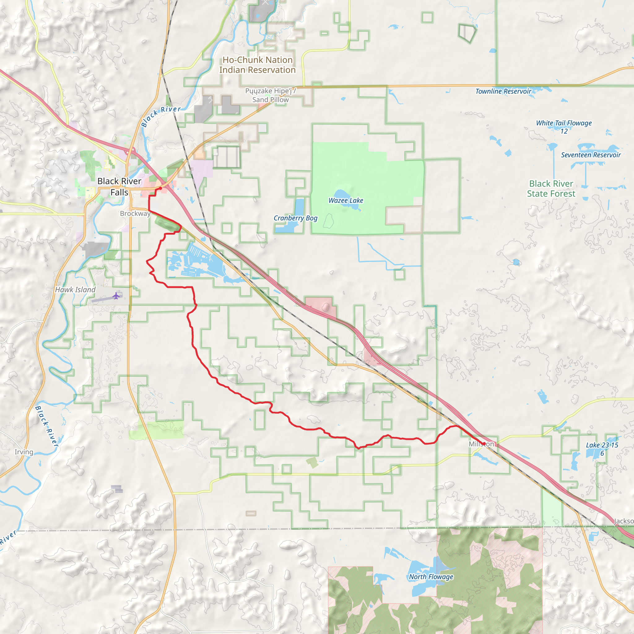 Perry Creek, Robinson Creek and Cranberry Flowage beside Walk mobile static map