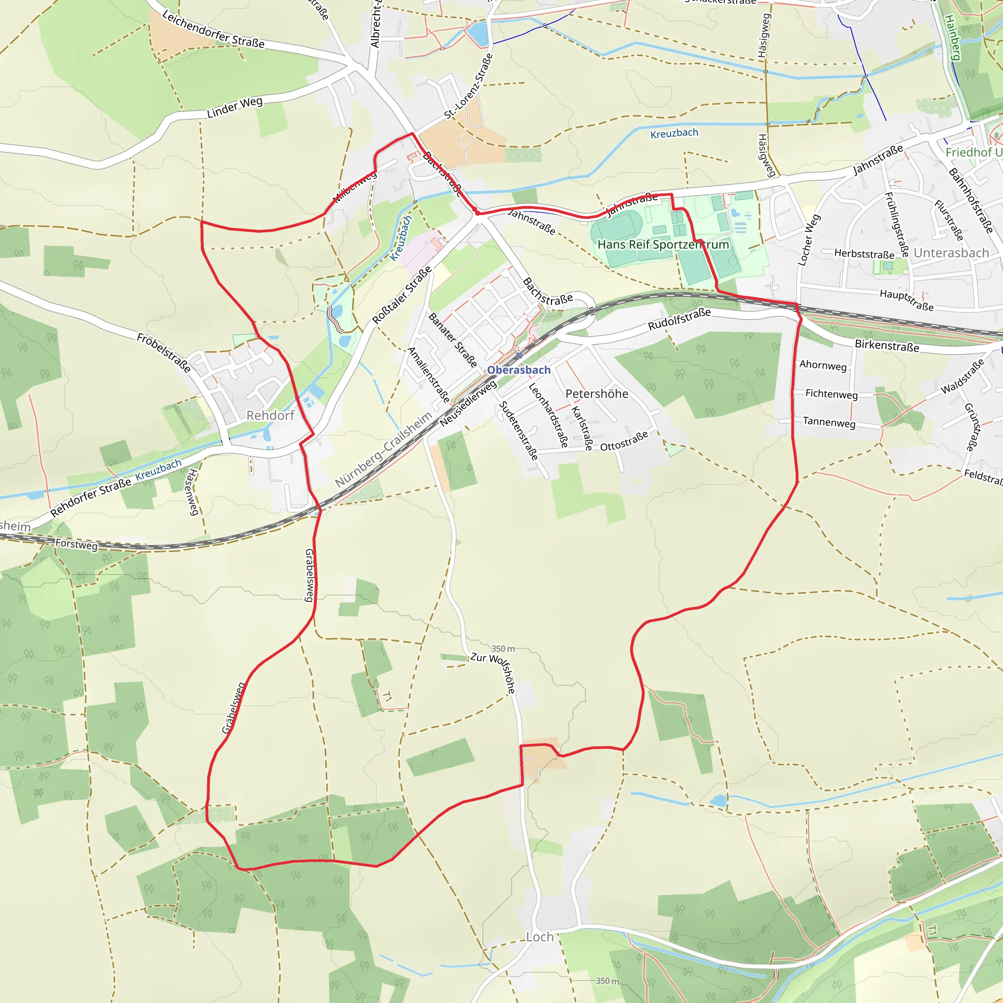 Rundweg um Oberasbach mobile static map