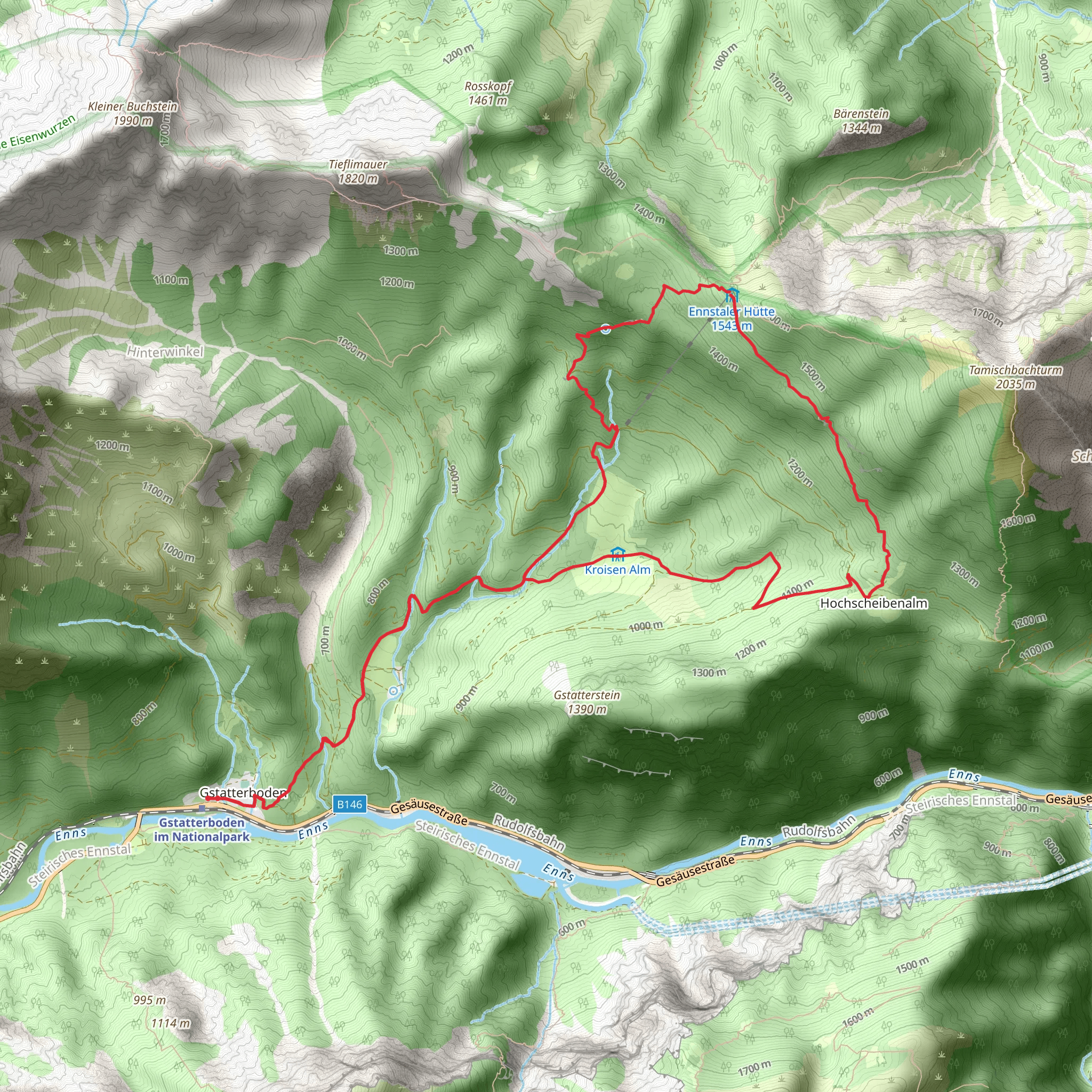 Gstatterboden to Ennstaler Hut Trail mobile static map