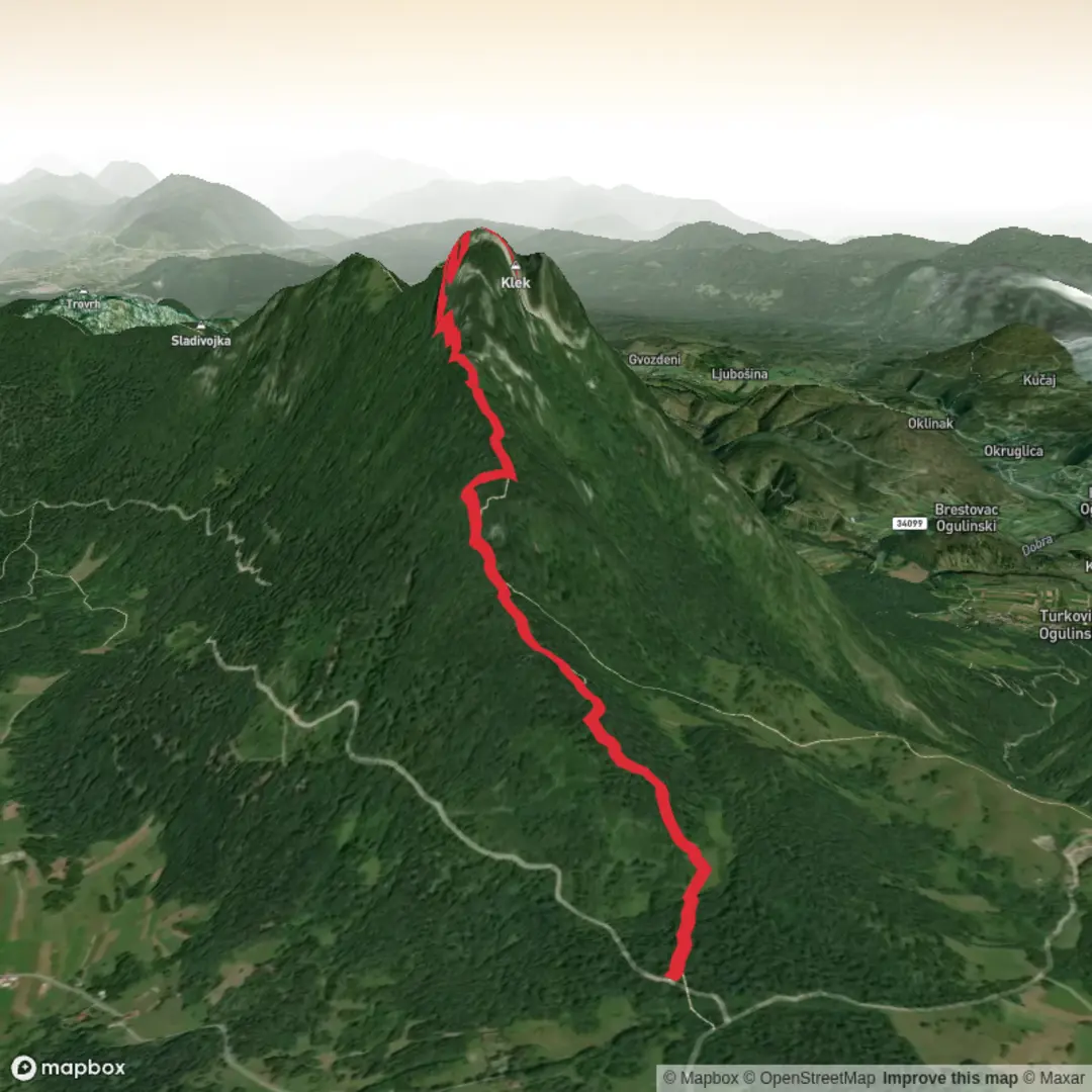 An image depicting the trail Klek and its surrounding area.