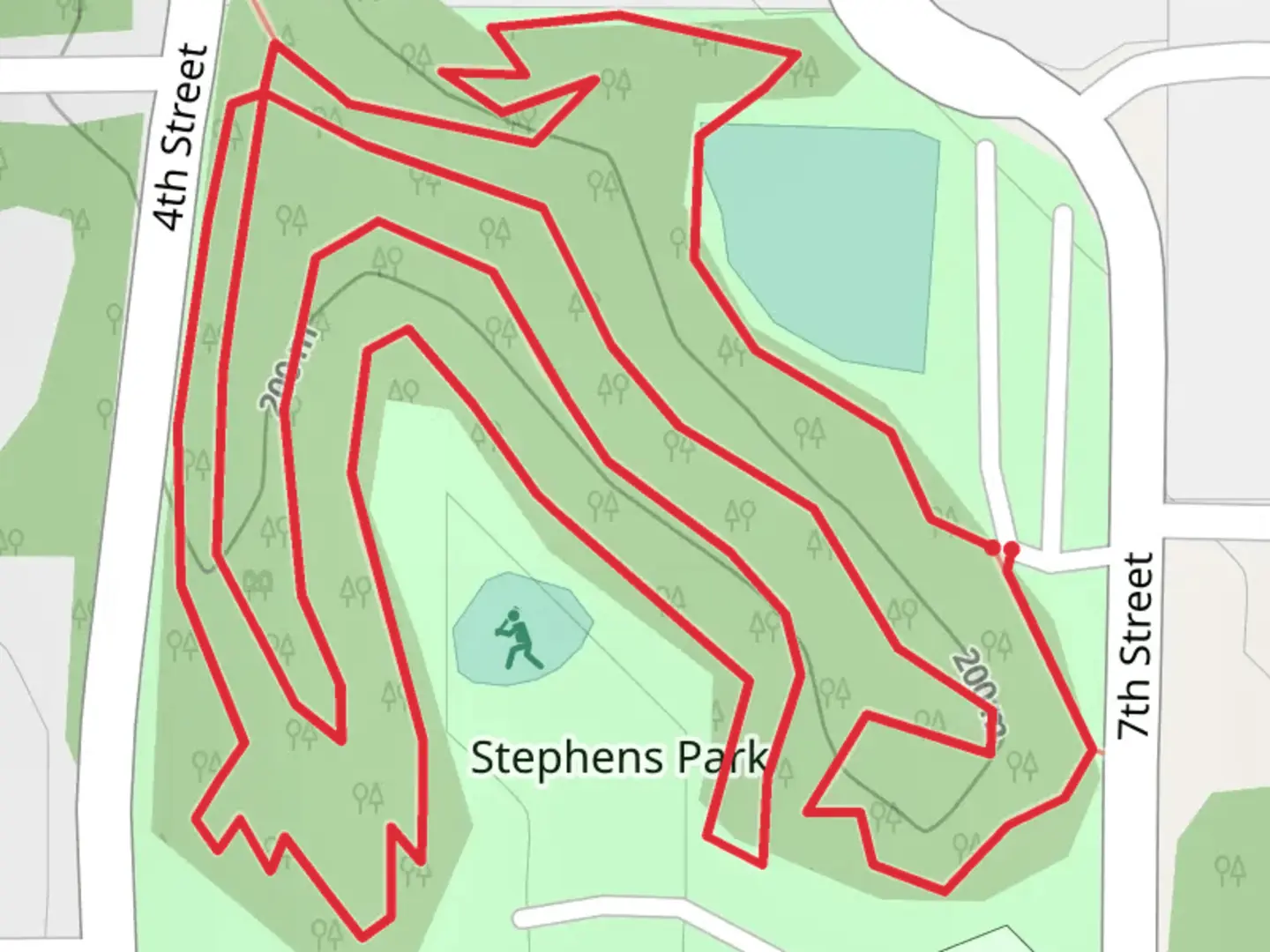 An image depicting the trail Stephens Park Loop and its surrounding area.