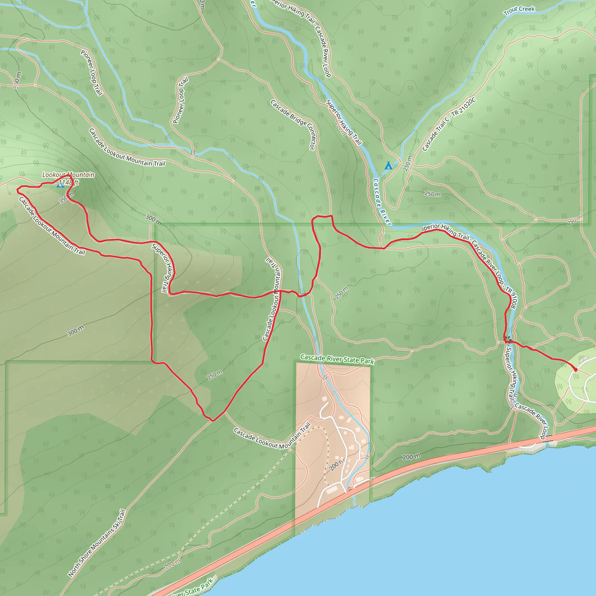 Lookout Mountain Loop via Superior Hiking Trail and Cascade Lookout Mountain Trail mobile static map
