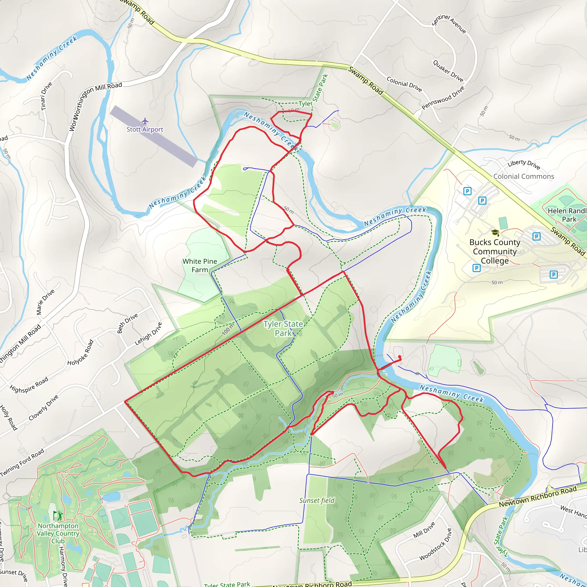 Neshaminy Creek - Tyler State Park Loop mobile static map