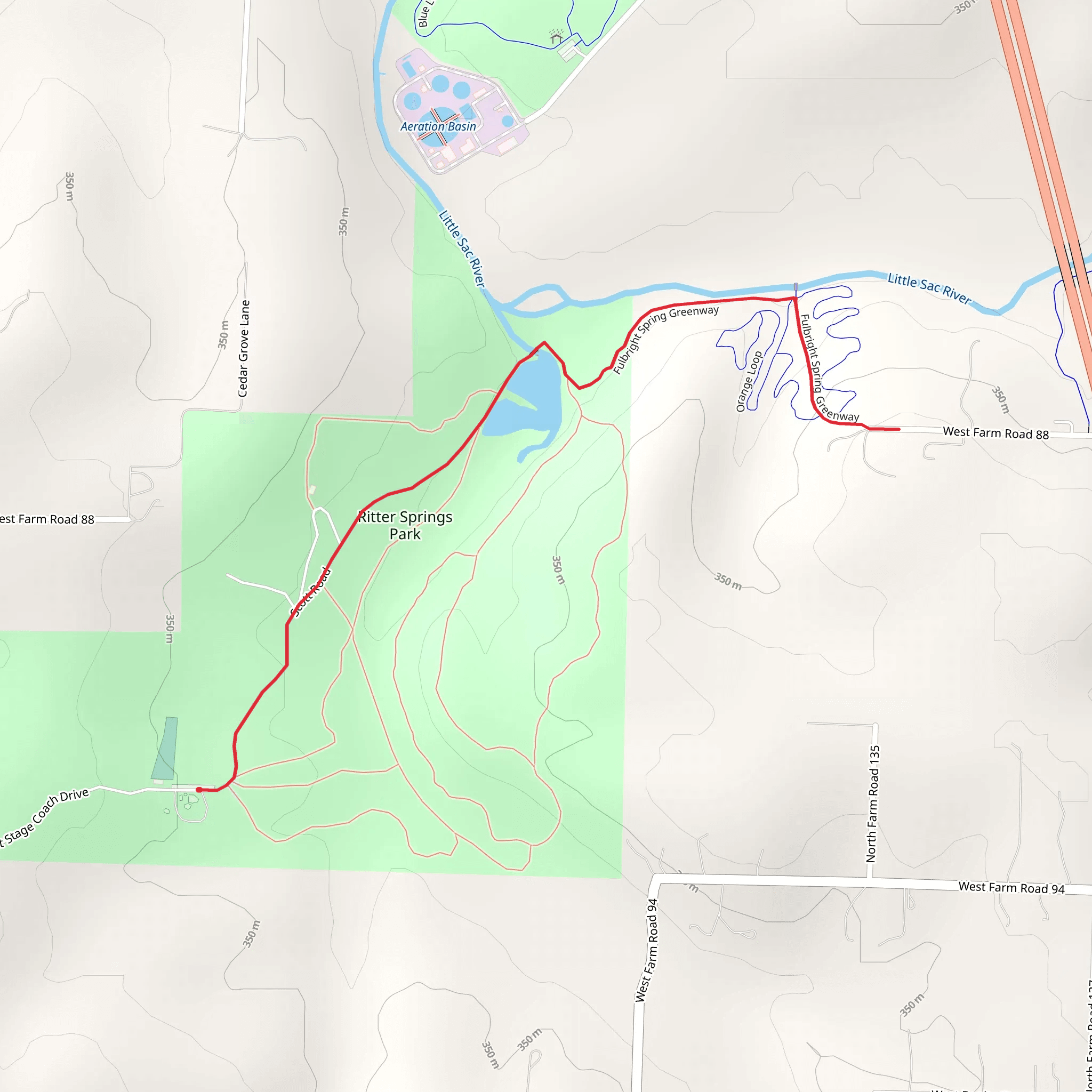 South Dry Sac River via Fulbright Spring Greenway mobile static map