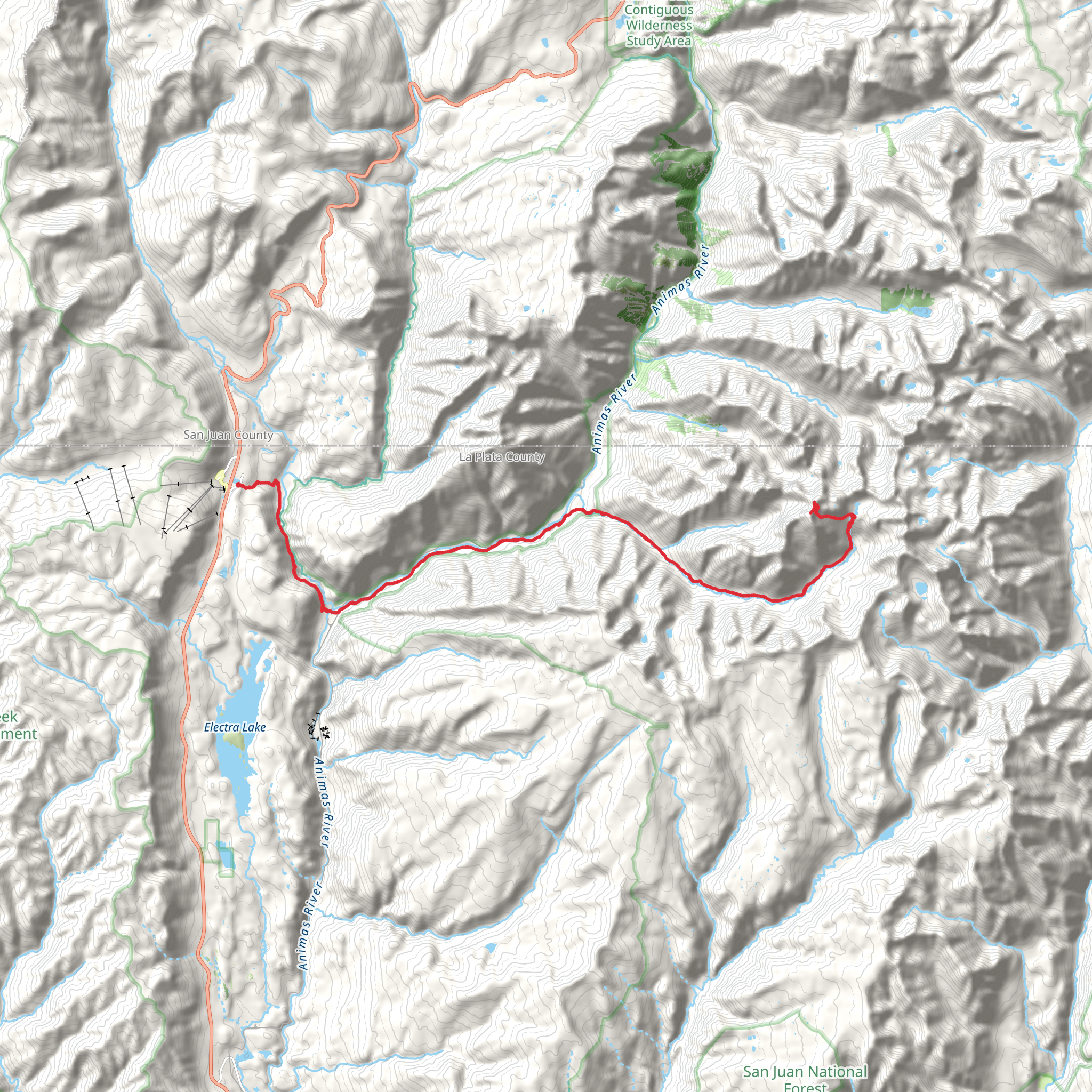 Mount Eolus and North Eolus via Purgatory Trail mobile static map