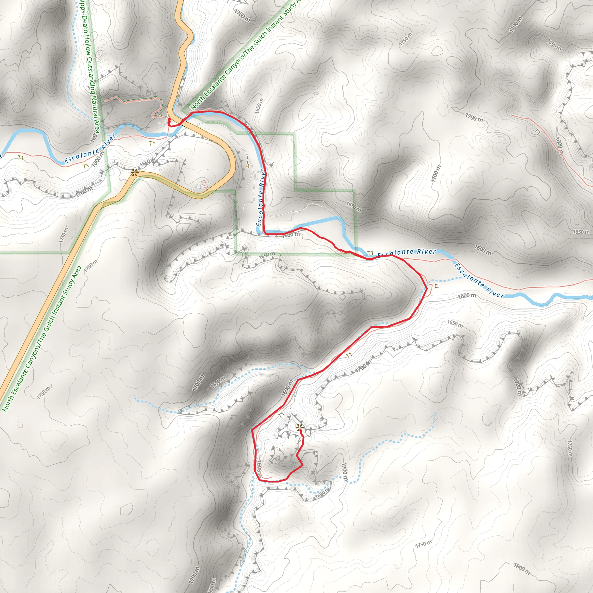 Escalante River Trail and Phipps Arch Trail mobile static map