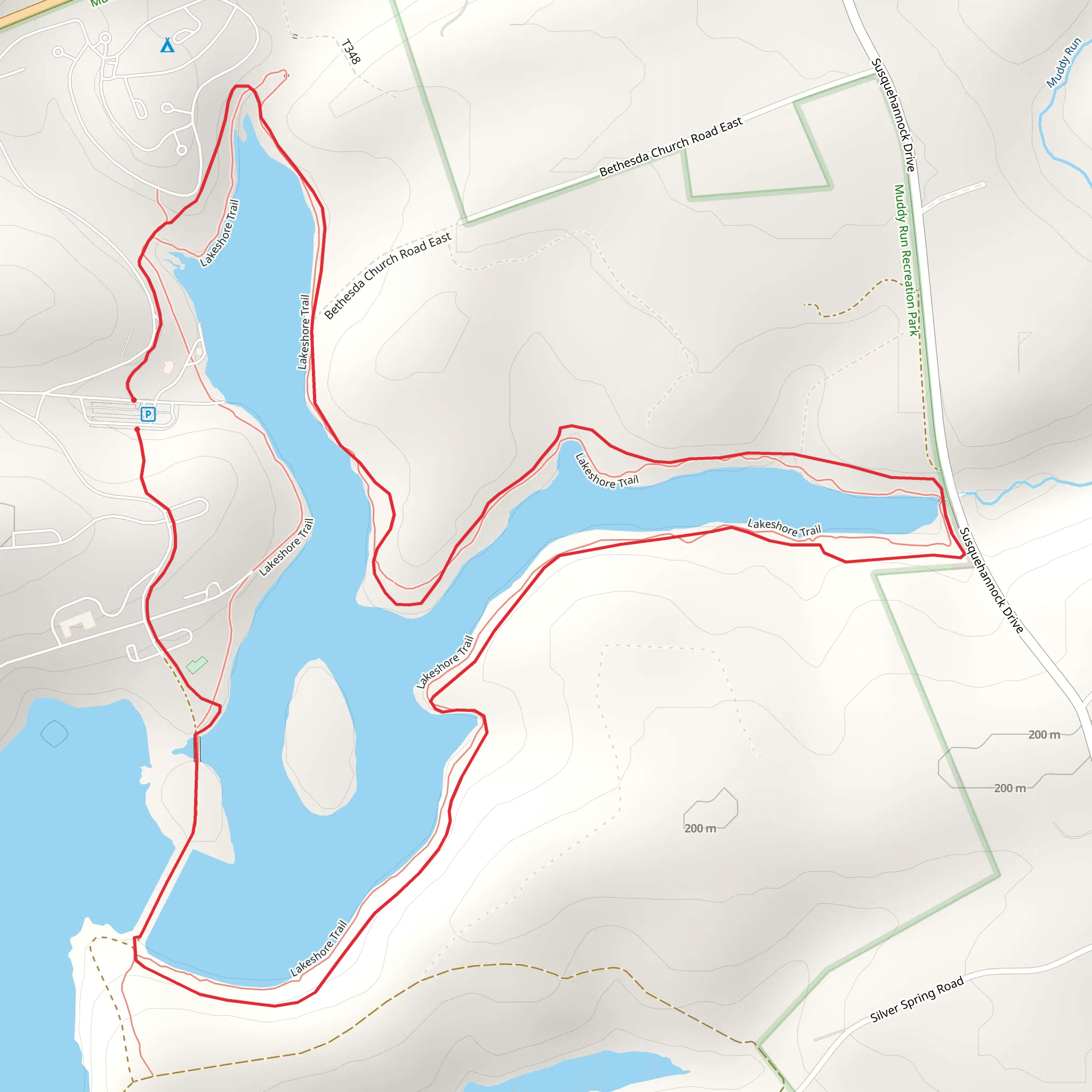 Muddy Run Recreation Reservoir Loop Trail mobile static map