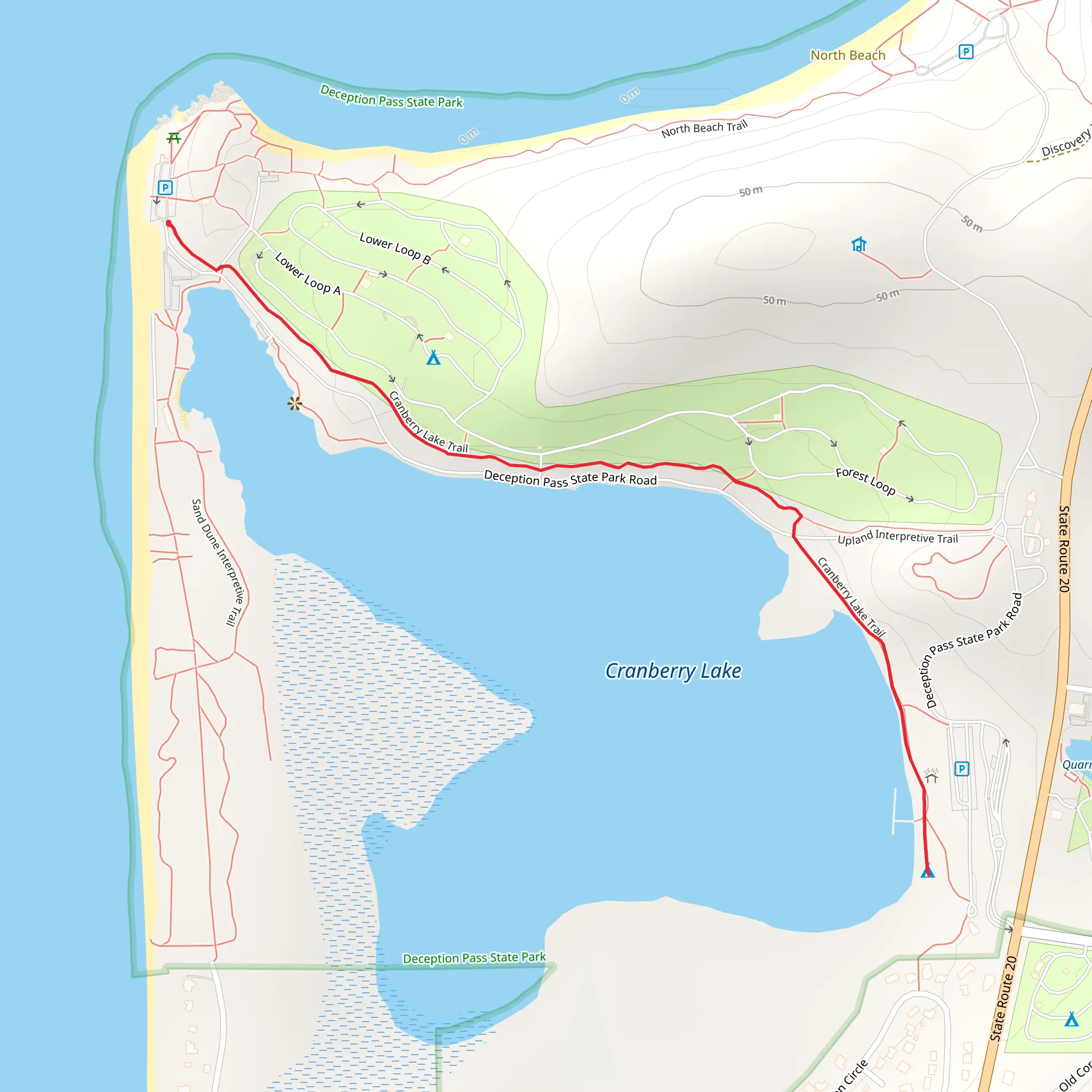 Group Camp via Cranberry Lake Trail mobile static map