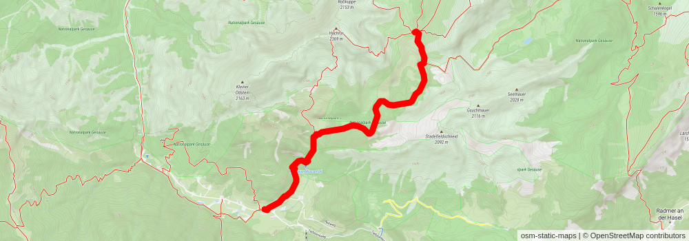 Wasserfallweg to Johnsbach via Planspitze stage 2 Map