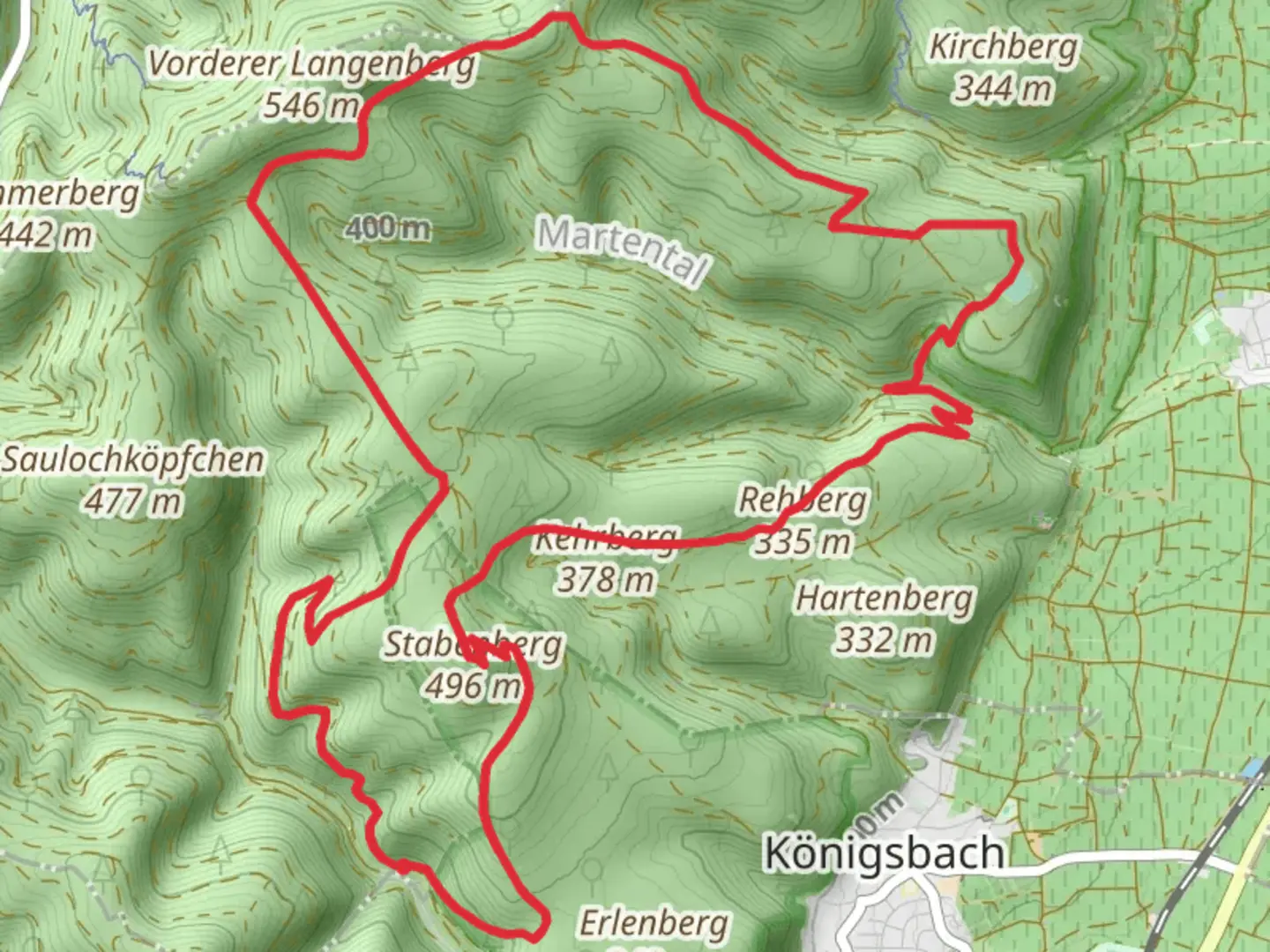 An image depicting the trail Eckkopf and Stabenberg Loop and its surrounding area.