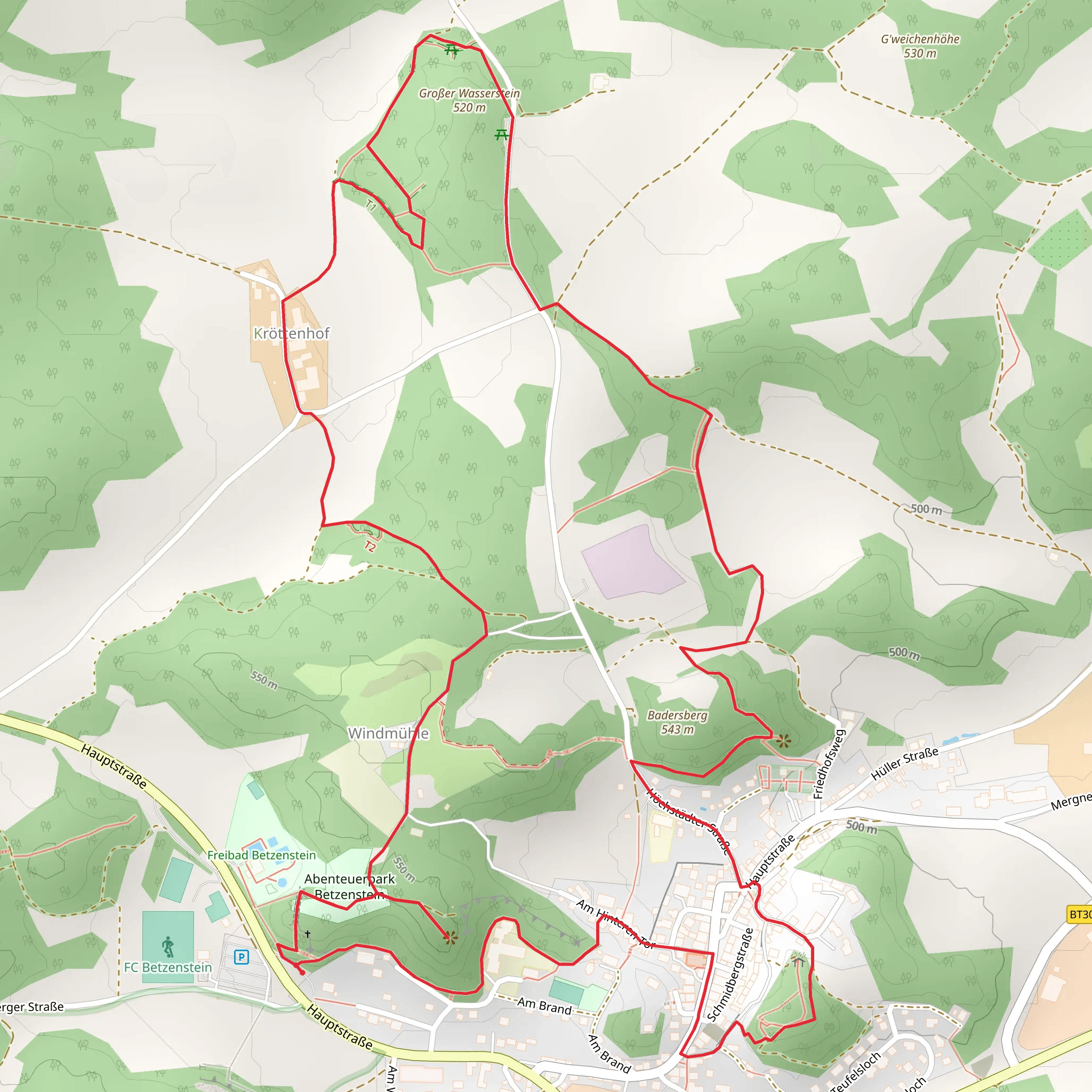 Pfad der Liebe and Fraenkischer Gebirgsweg Teil mobile static map