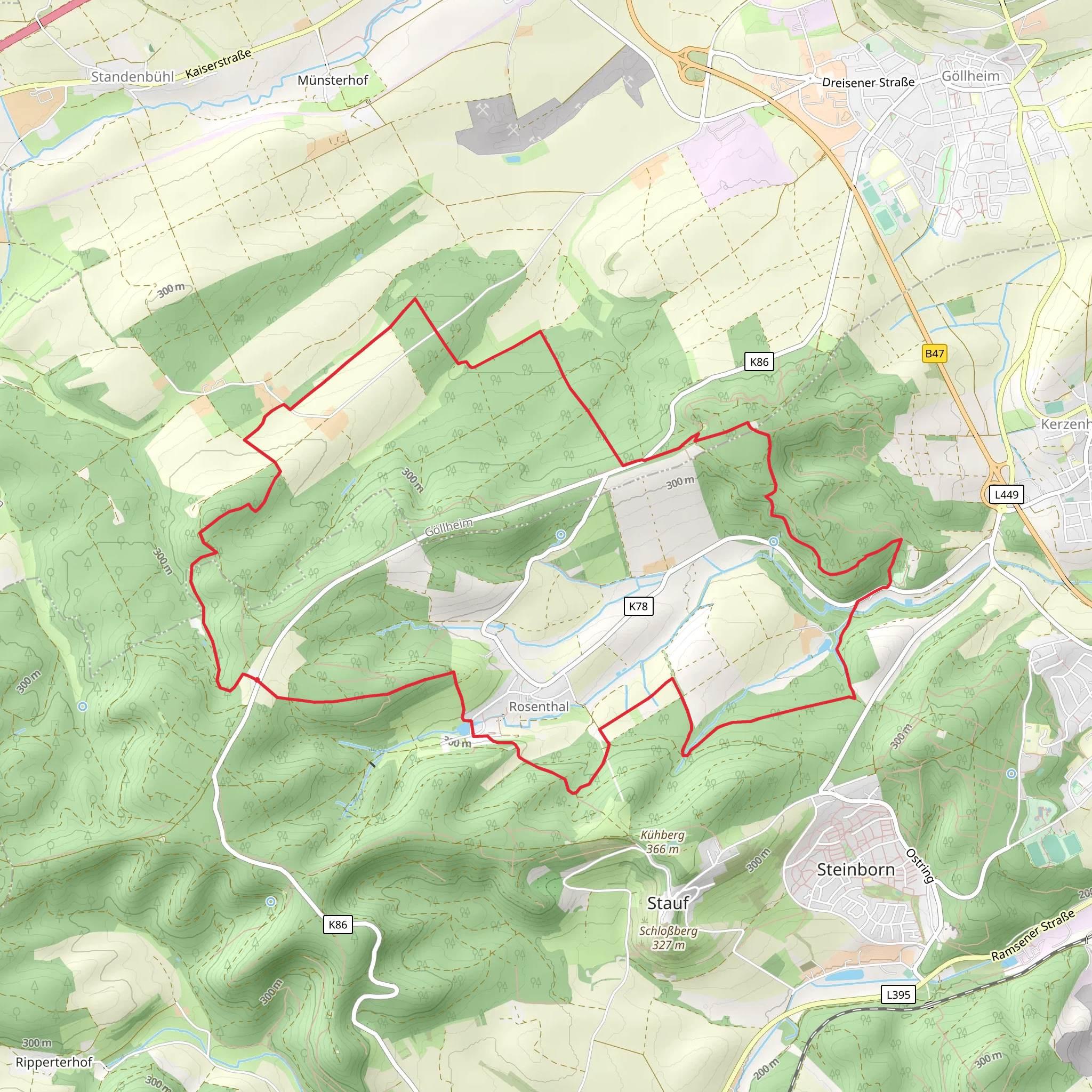 Rosenwanderweg and Saar Rhein Main Weg Teil 1 mobile static map