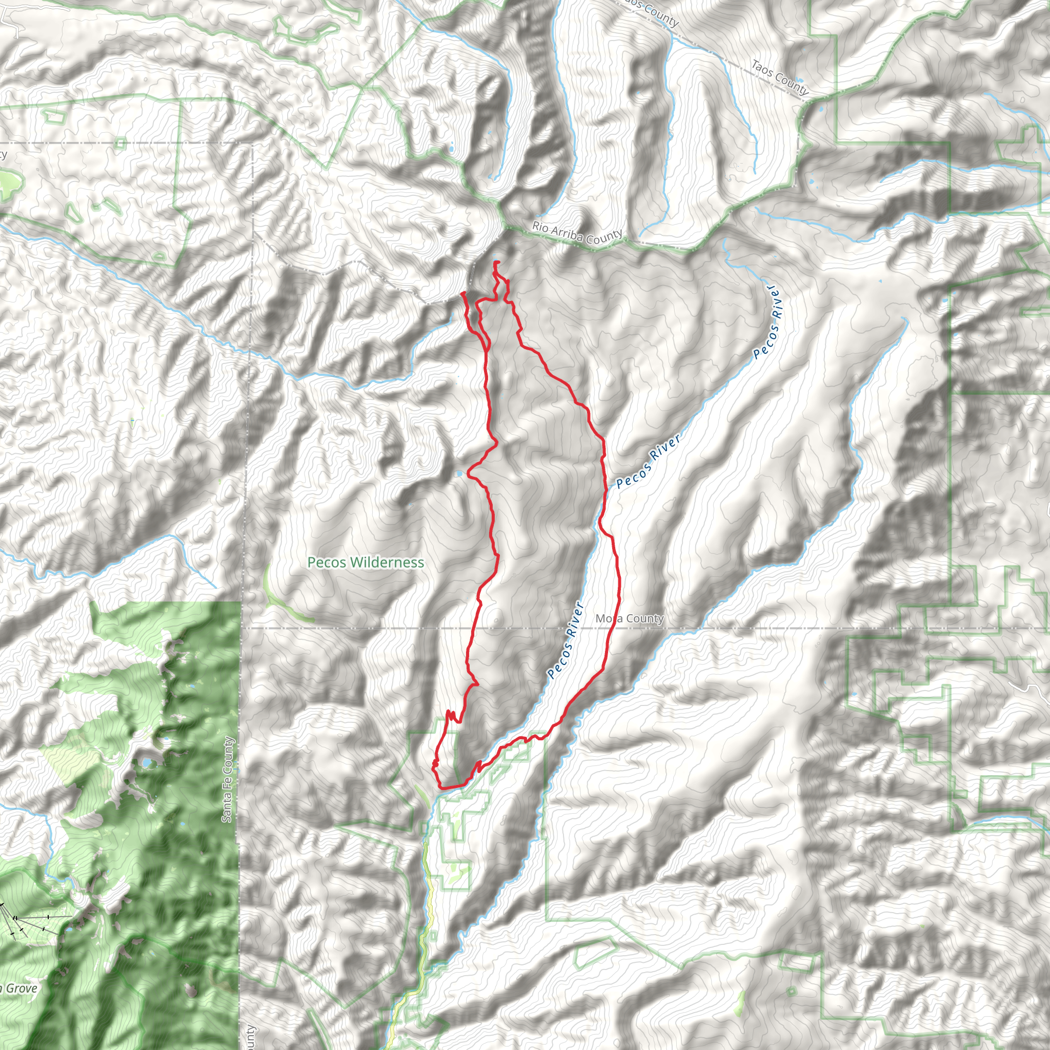 Truchas Peak via Skyline Trail and Pecos River Loop mobile static map