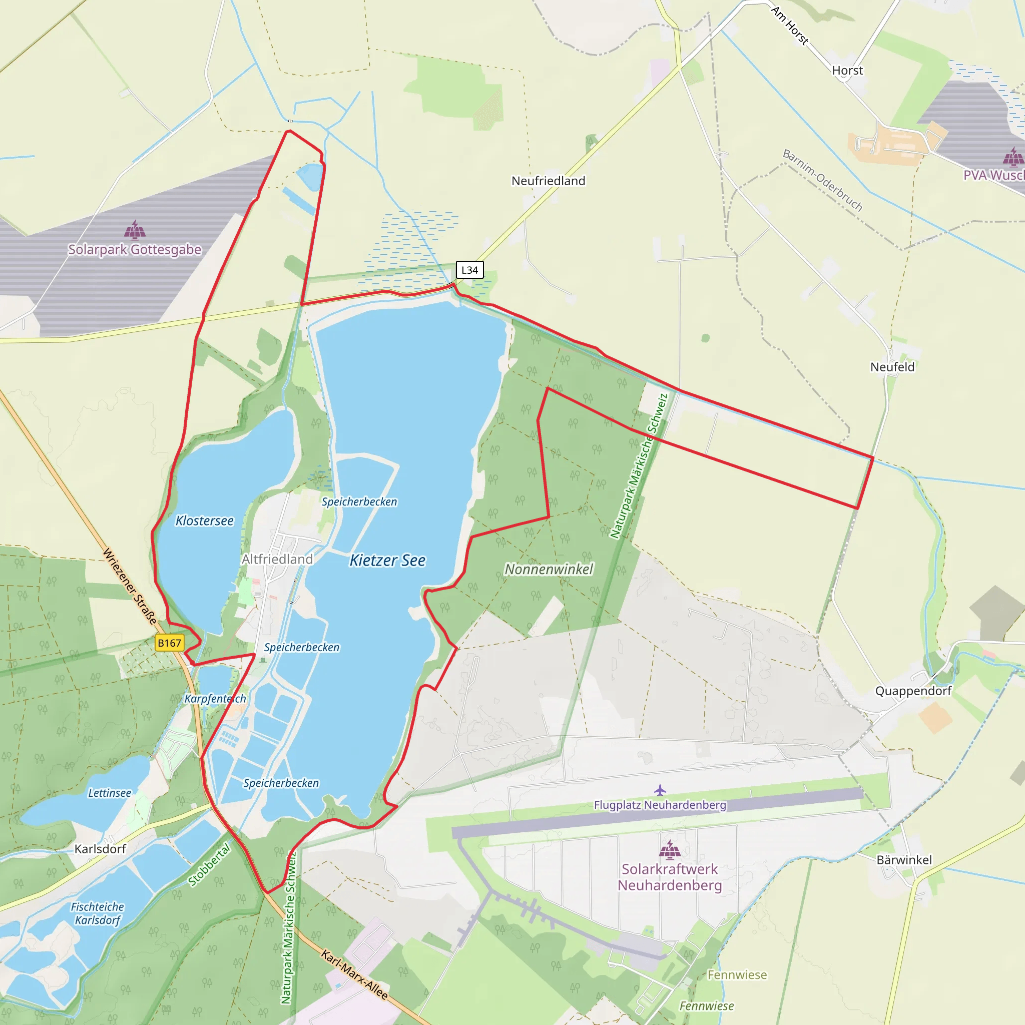 Kietzer See and Klostersee Loop mobile static map