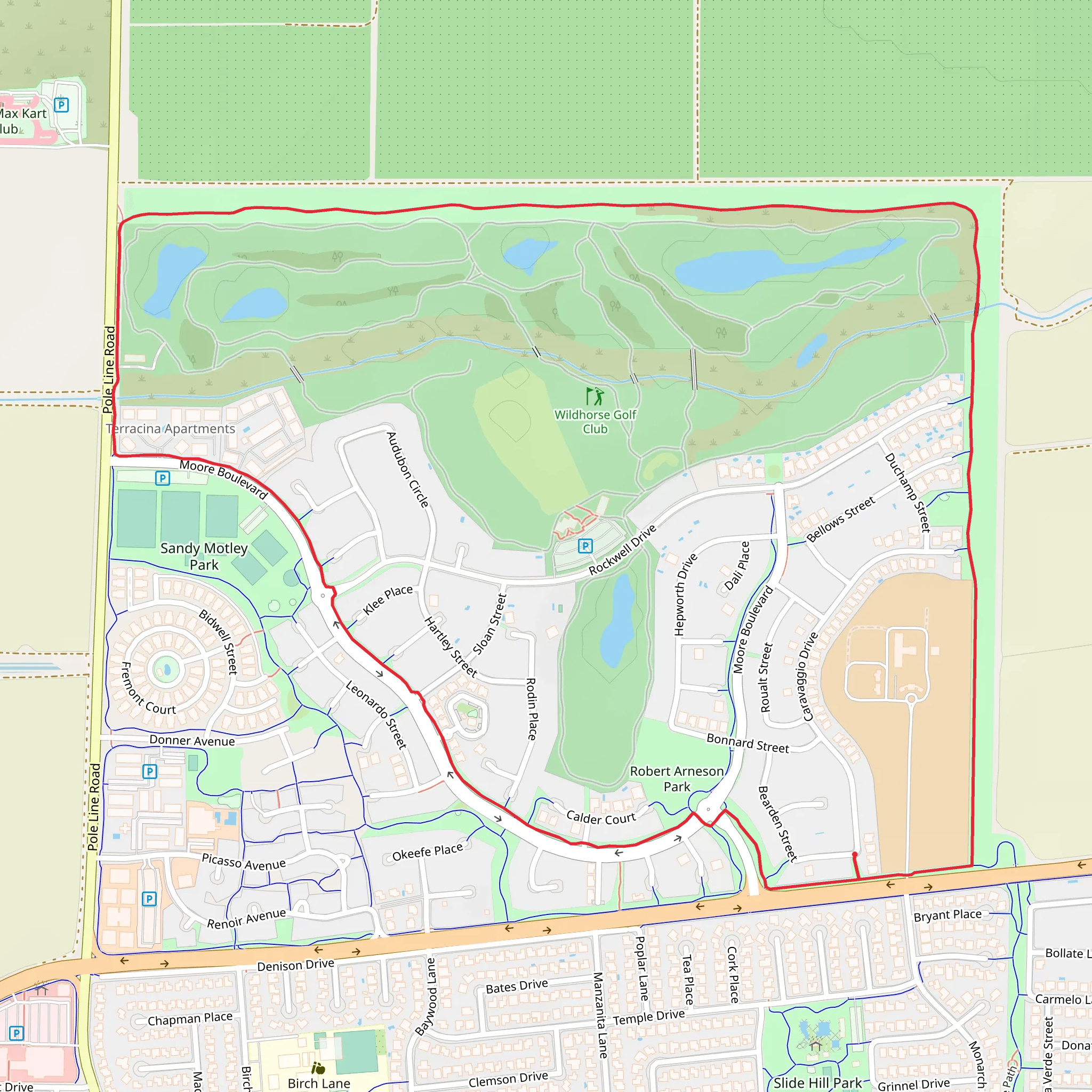 Wildhorse Golf Course and Robert Arneson Park Loop mobile static map