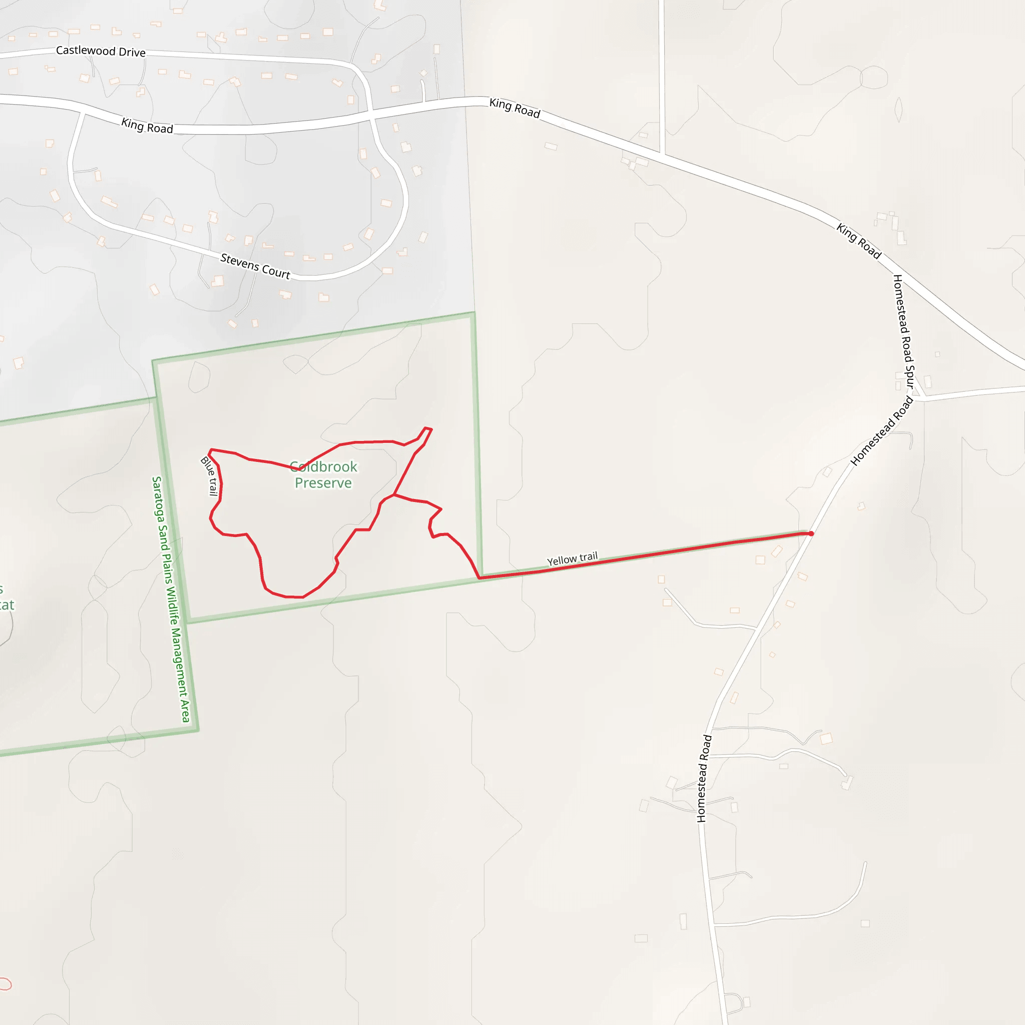 Yellow - Blue Trail from Homestead Road mobile static map