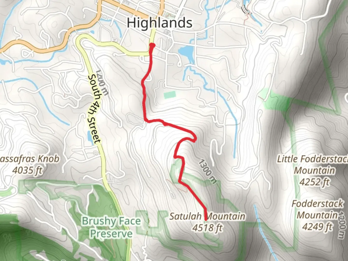 An image depicting the trail Satulah Mountain and its surrounding area.