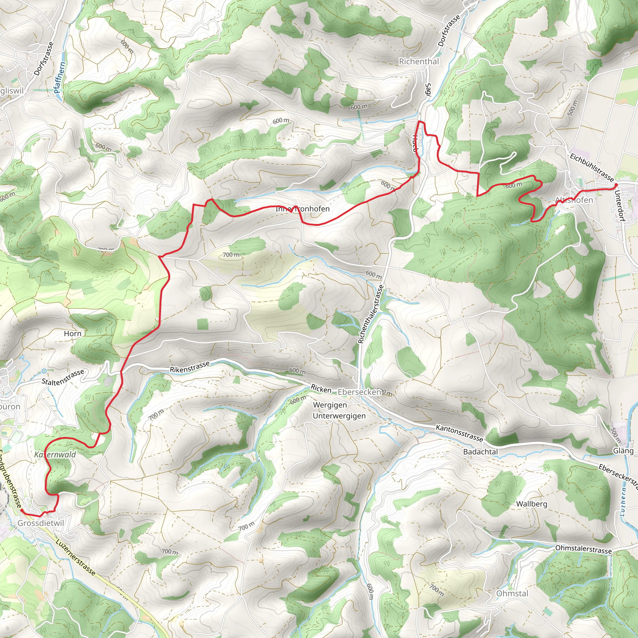 Altishofen - Bellevue - Grossdietwil mobile static map