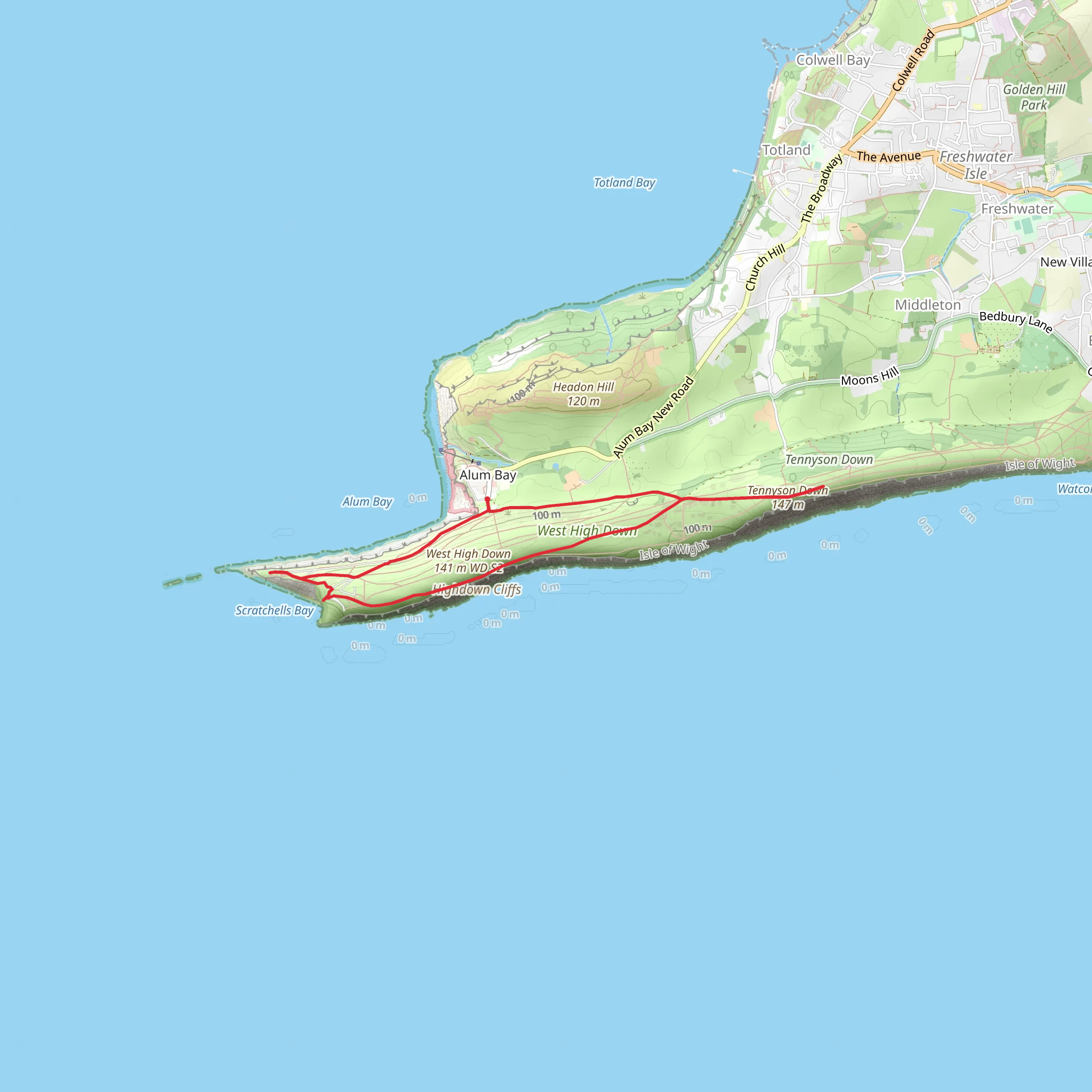 National Trust - The Needles Headland and Tennyson Down Loop mobile static map