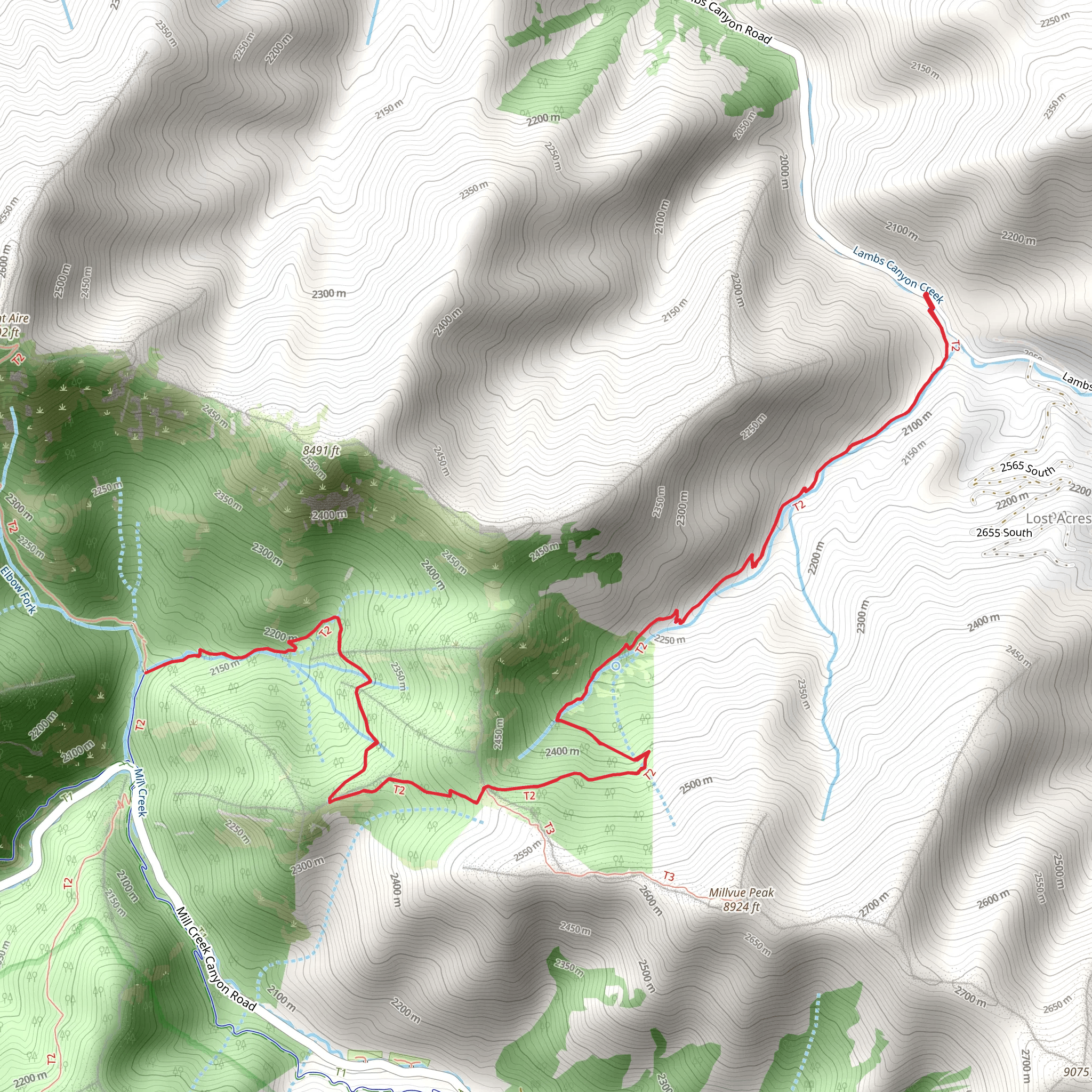 Lambs Canyon Trail mobile static map