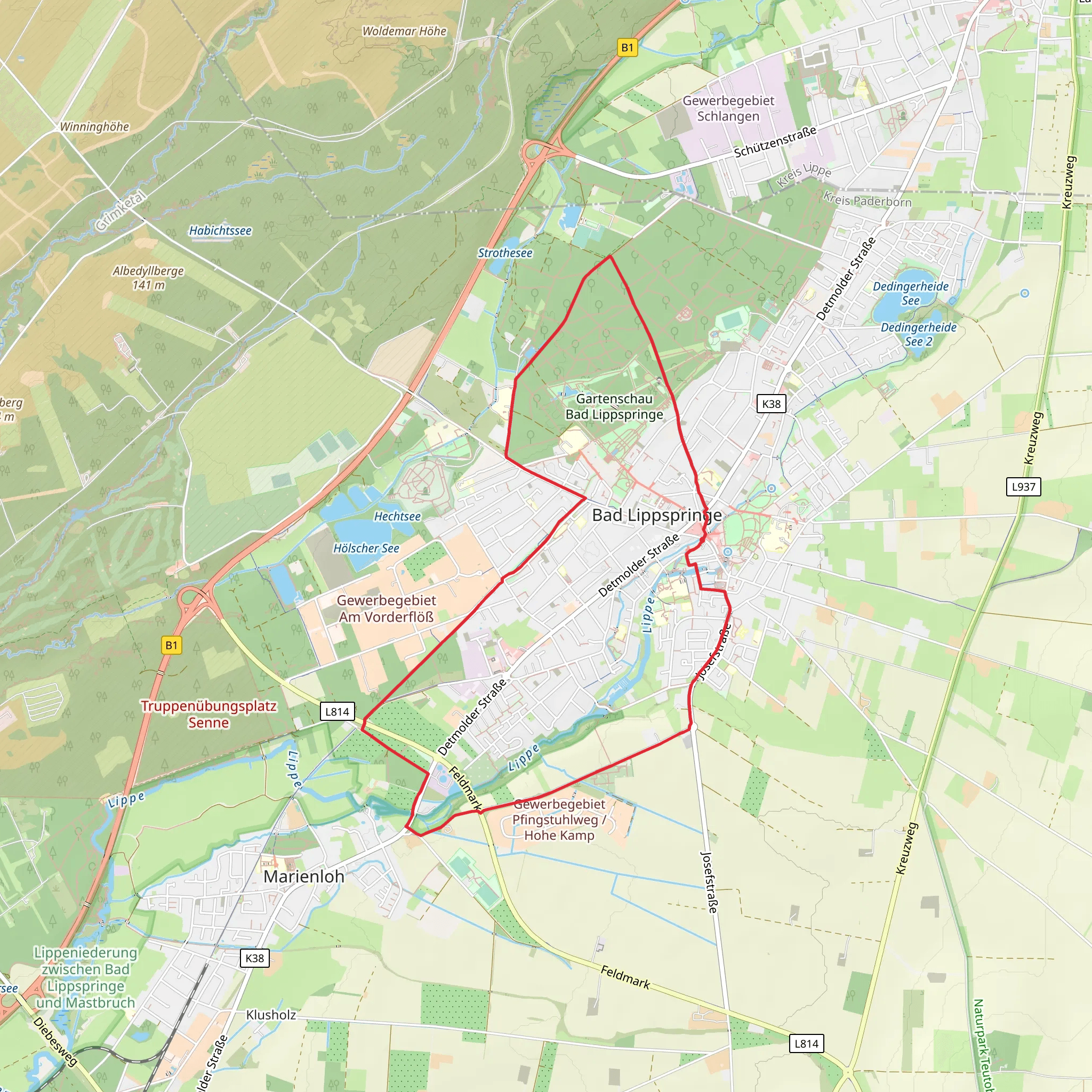 Haustenbecker Weg and Lippe Diemel Weg mobile static map