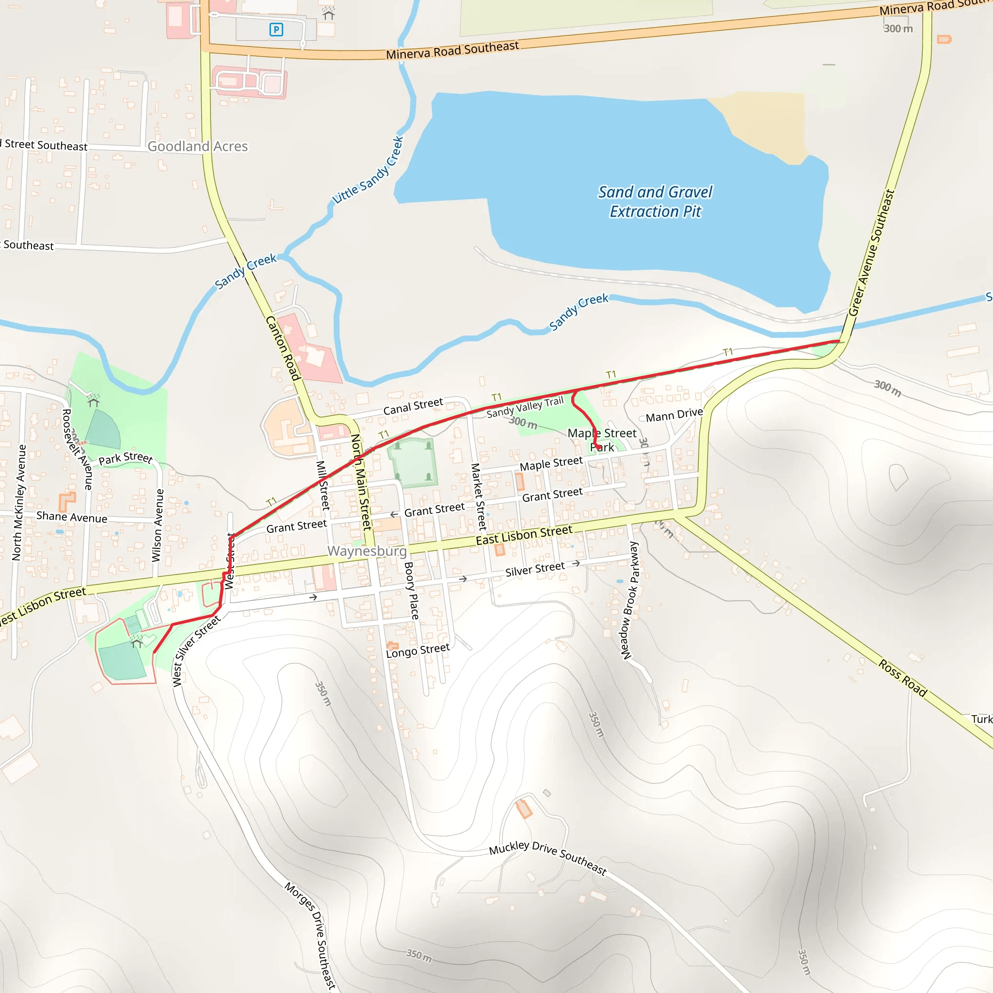 Sandy Valley Trail - Maple Street Park mobile static map