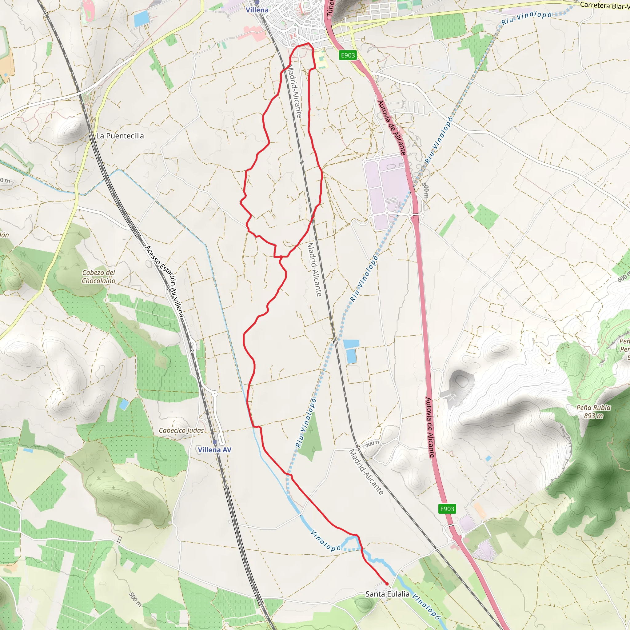 Way of Santiago and the Cid villena Colony of Santa Eulalia PR CV 371 mobile static map