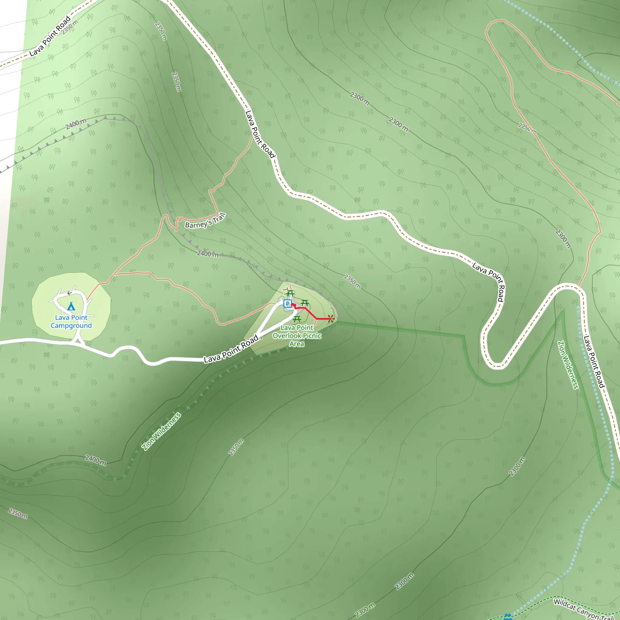 Lava Point Overlook Trail mobile static map