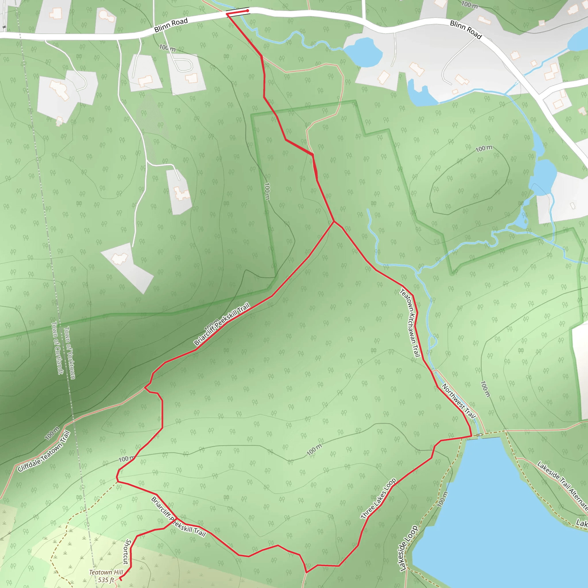 Teatown Lake via Briarcliff-Peekskill Trail and Teatown-Kitchawan Trail mobile static map