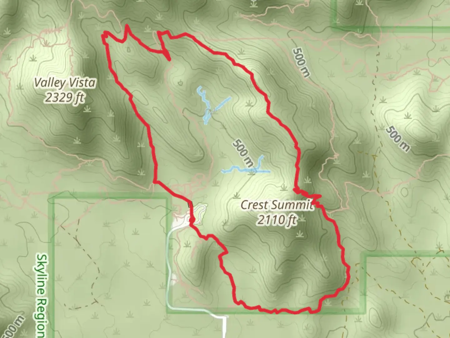 An image depicting the trail Quartz Mine Trail, Skyline Crest Loop Trail and Mountain Wash Trail and its surrounding area.