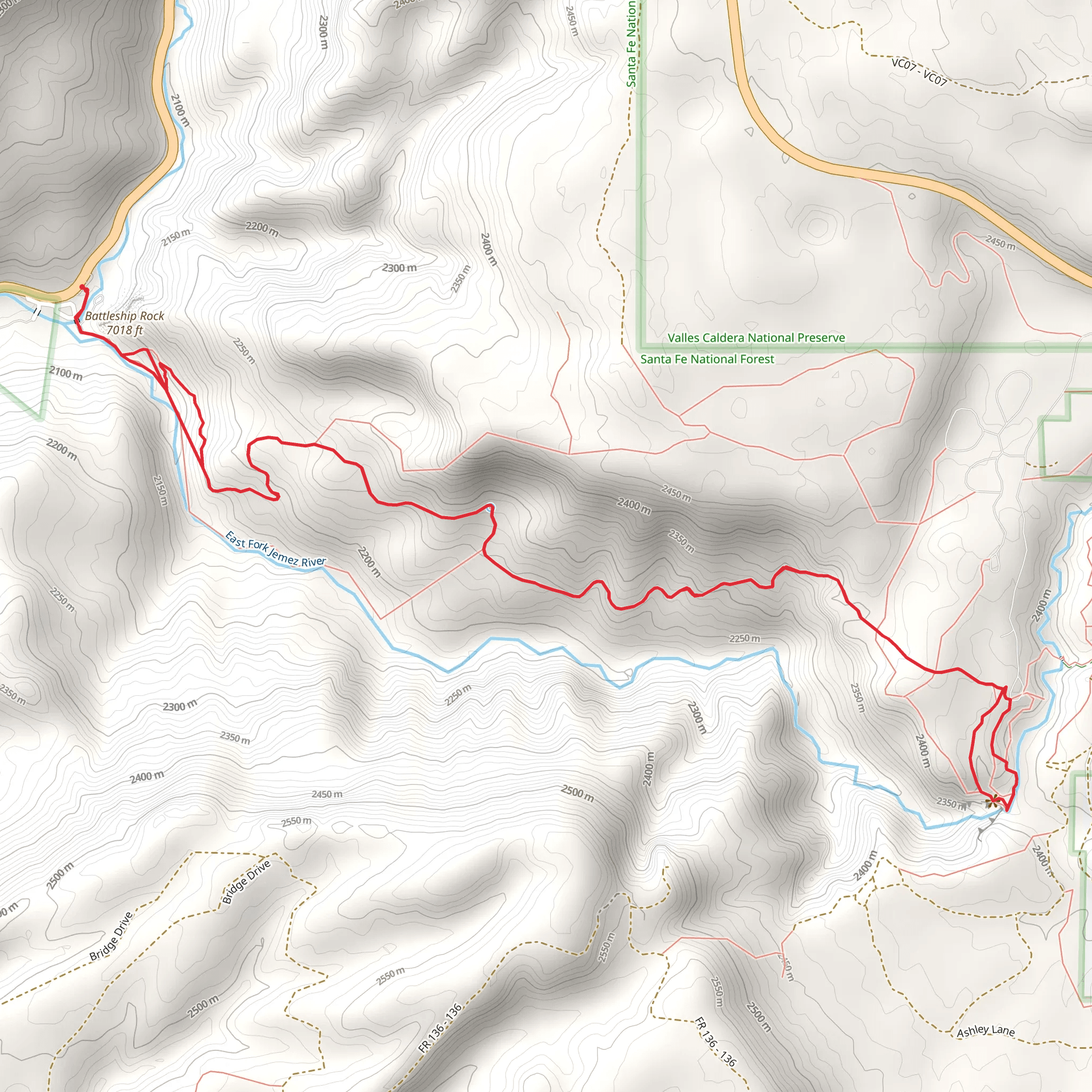 Jemez Falls Loop via East Fork Trail mobile static map