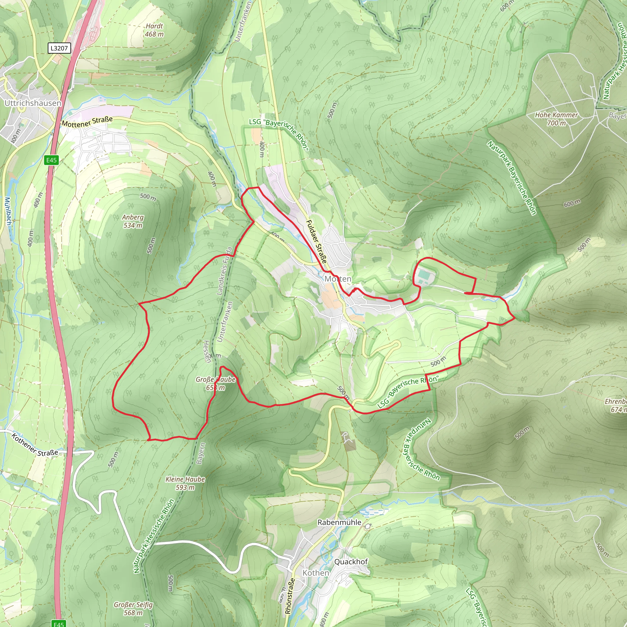 Jagereiche, Große Haube and Fuchsenhof Loop - Motten mobile static map