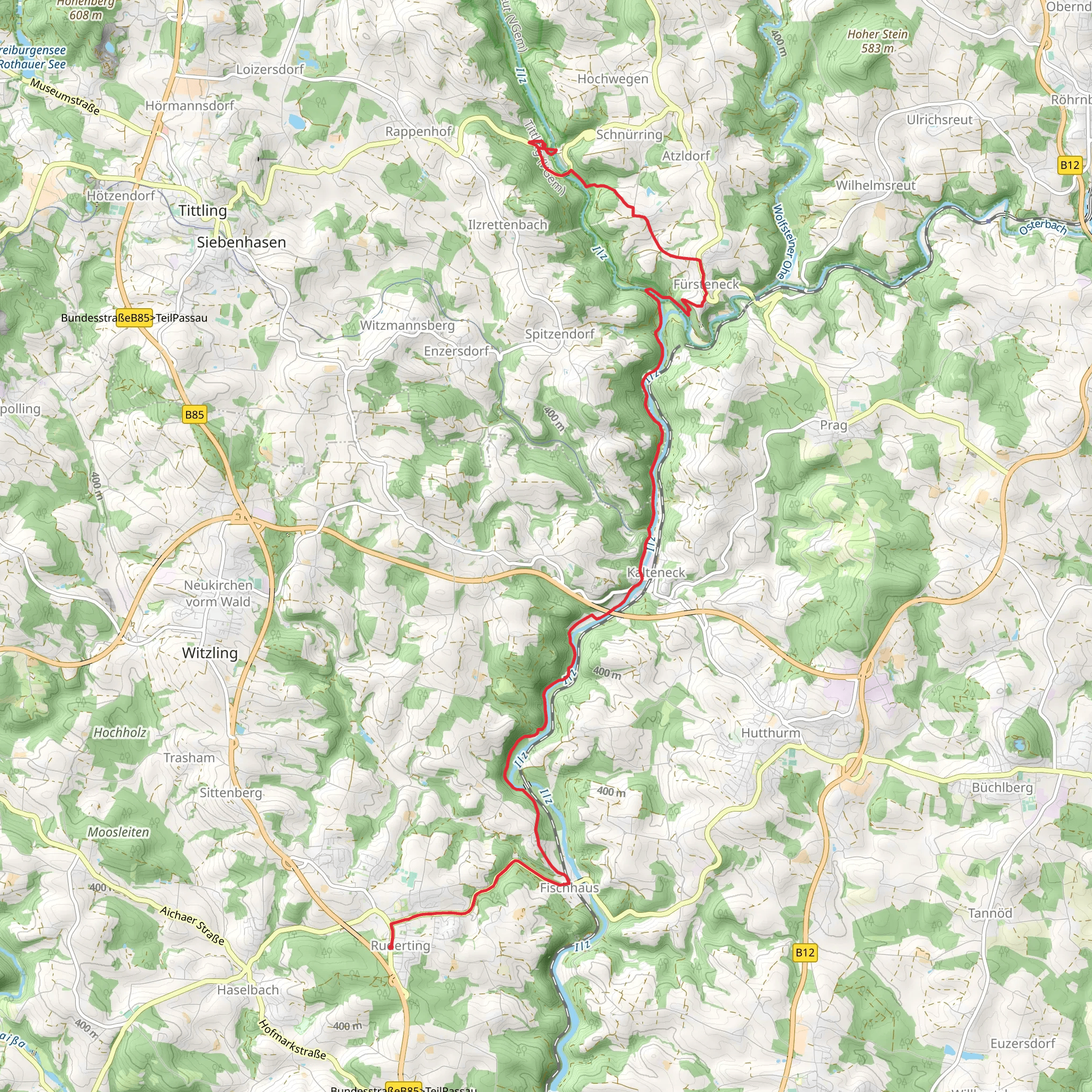 Schrottenbaummuhle to Ruderting Walk mobile static map