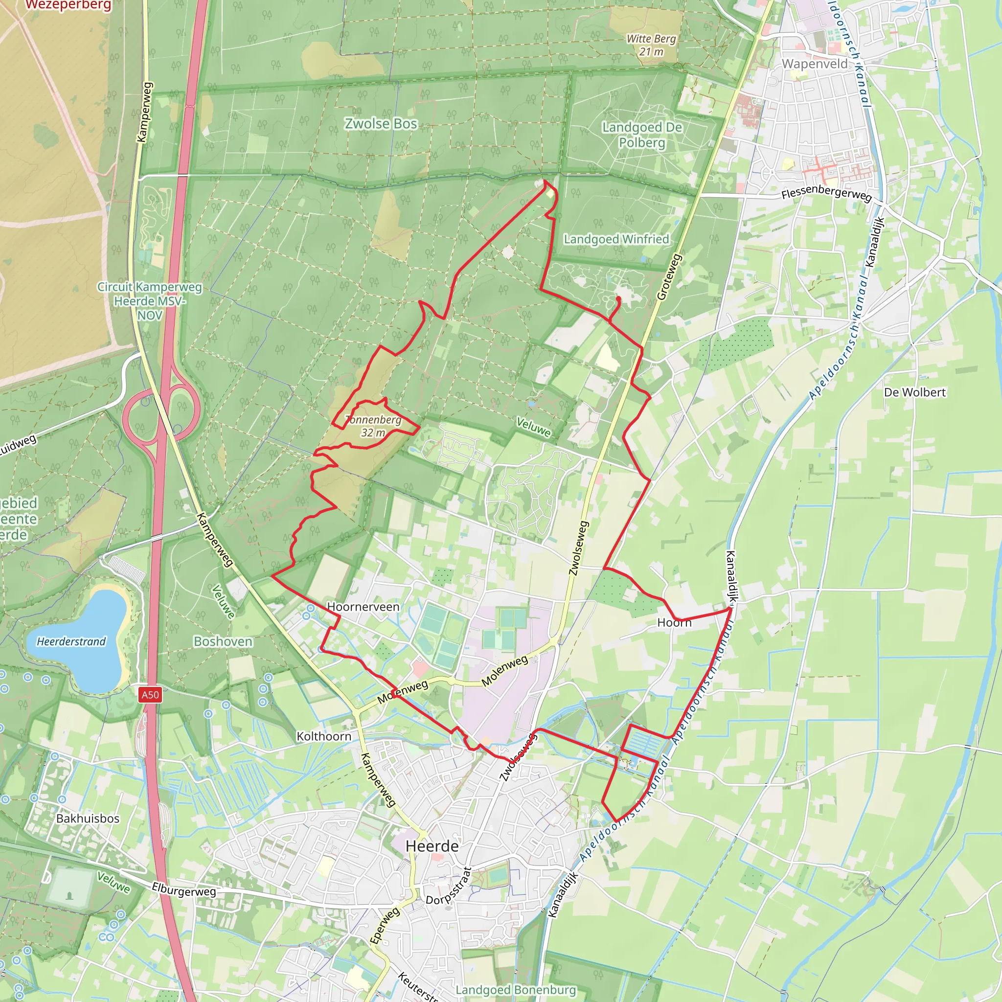 Tonnenberg, Kamperklippen and Kasteel Vosbergen Loop mobile static map