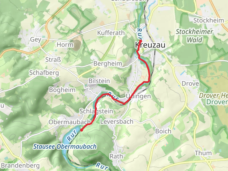 Kreuzau to Obermaubach via Rur and Wassererlebnispfad