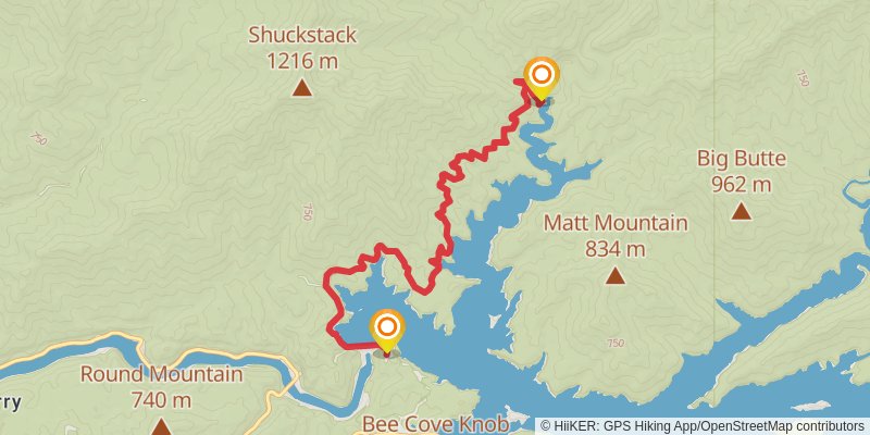 Fontana dam and Camp 90 Trail via BMT stage 2 Map