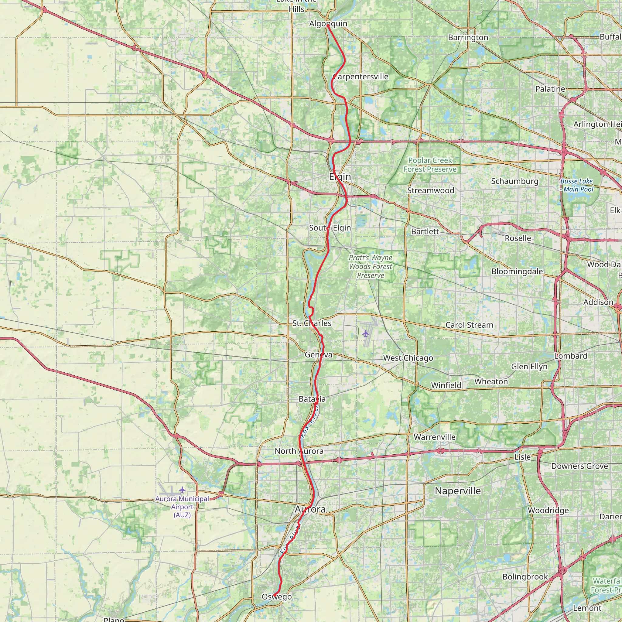 Fox River Trail - Illinois mobile static map