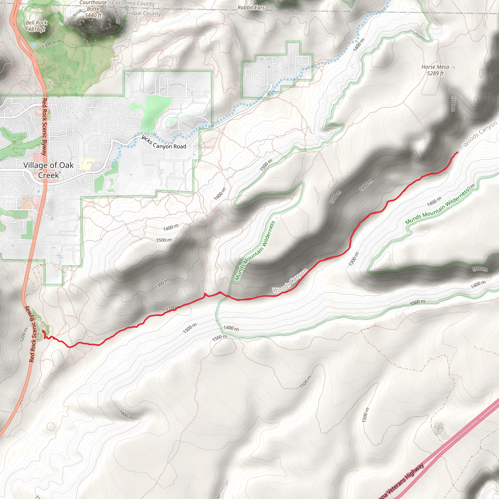 Woods Canyon Trail mobile static map