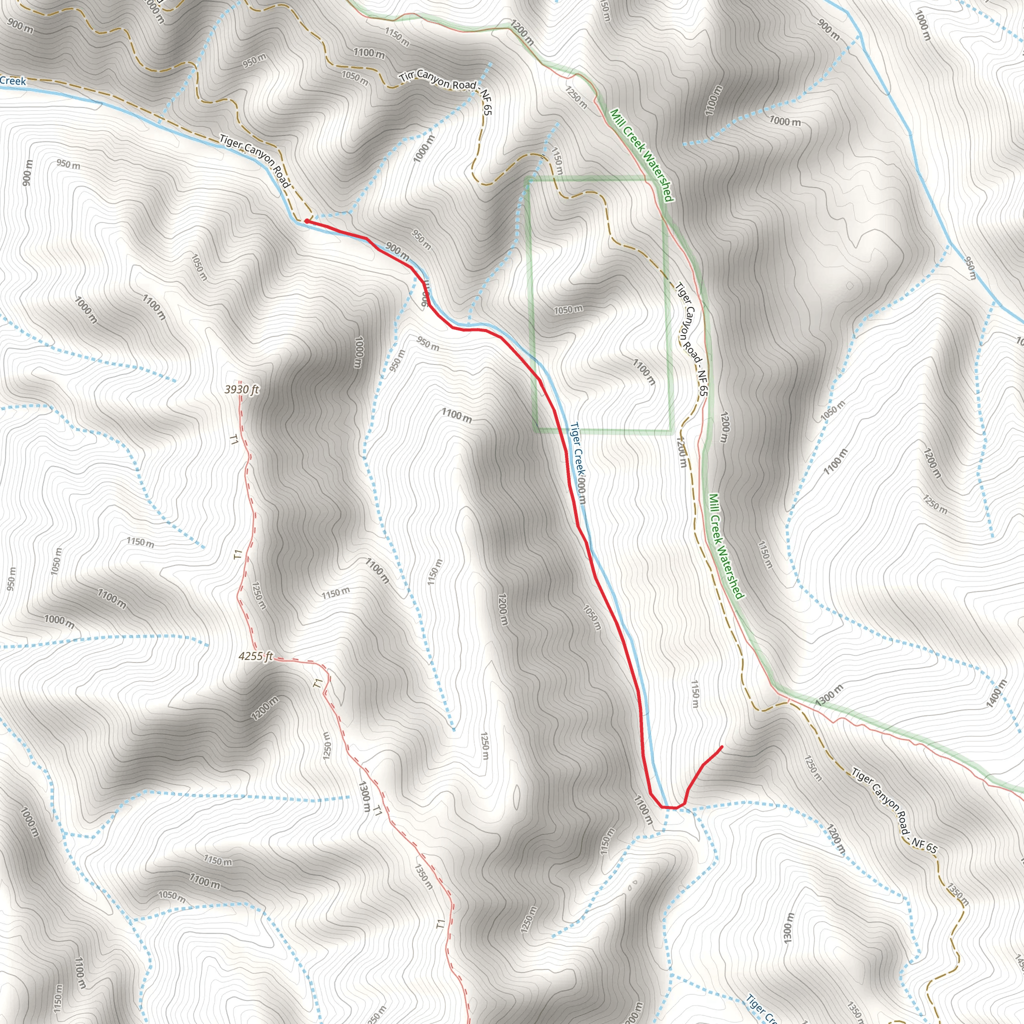 Tiger Creek Walk along mobile static map