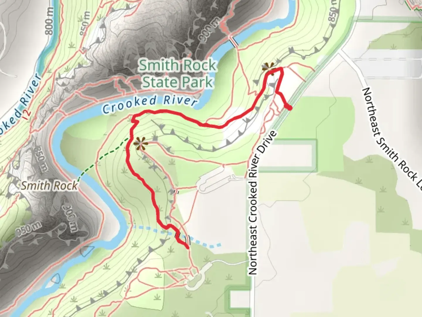 An image depicting the trail Rope-de-Dope Trail and its surrounding area.