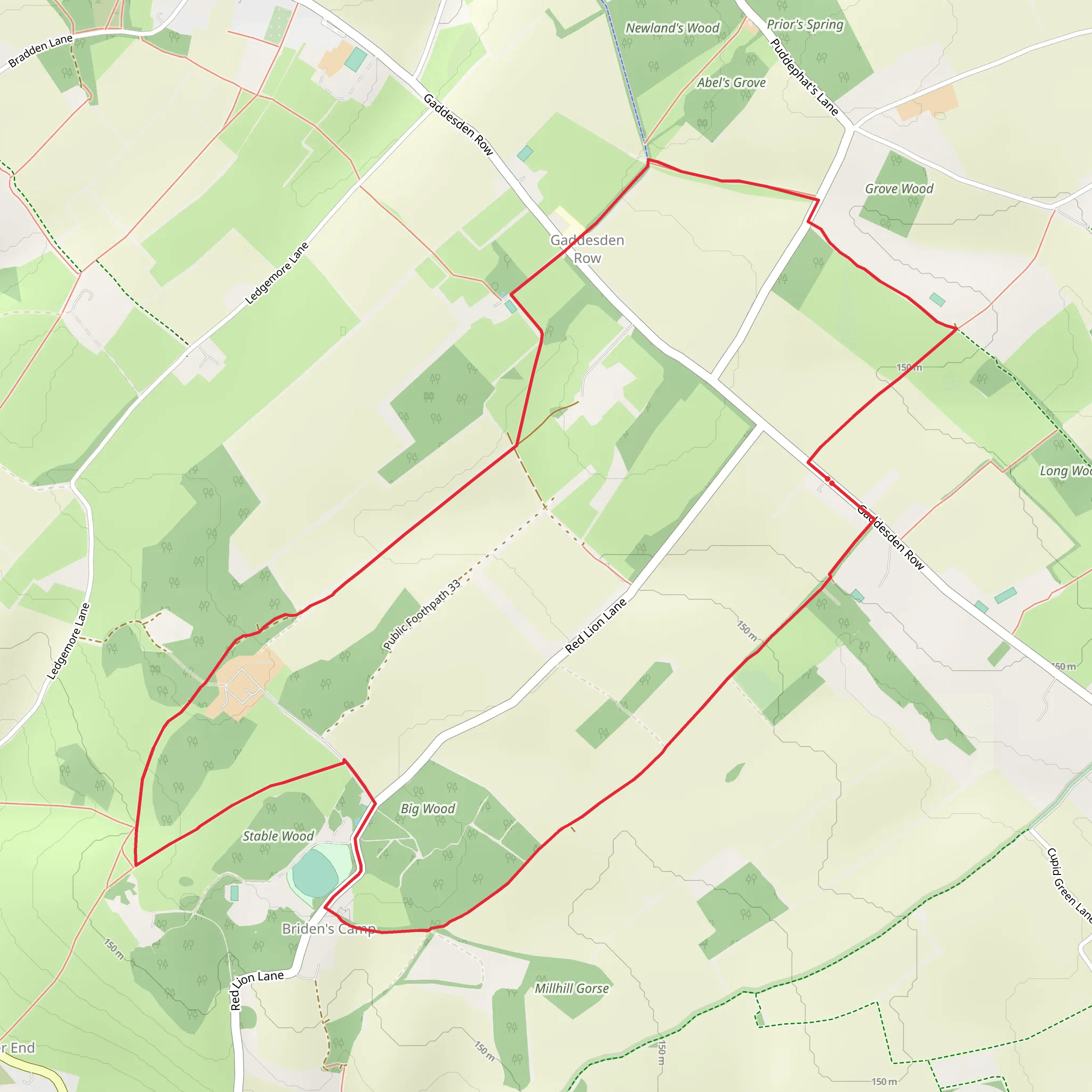 Gaddesden Row and Briden's Camp Loop mobile static map