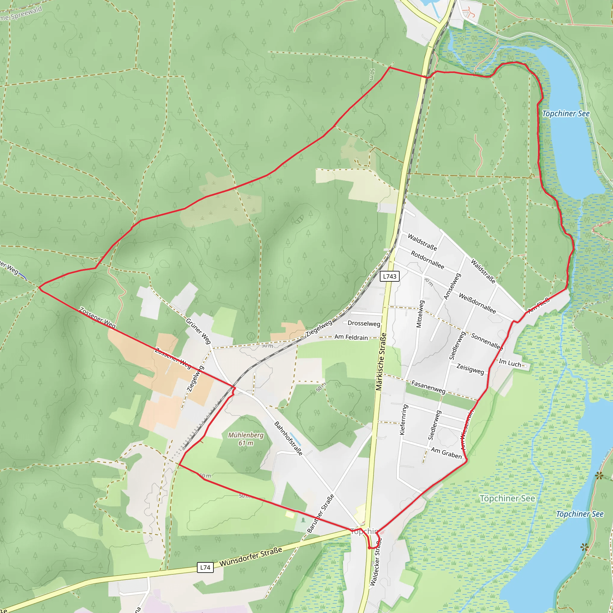 Töpchiner See via Rundwanderweg Töpchin mobile static map